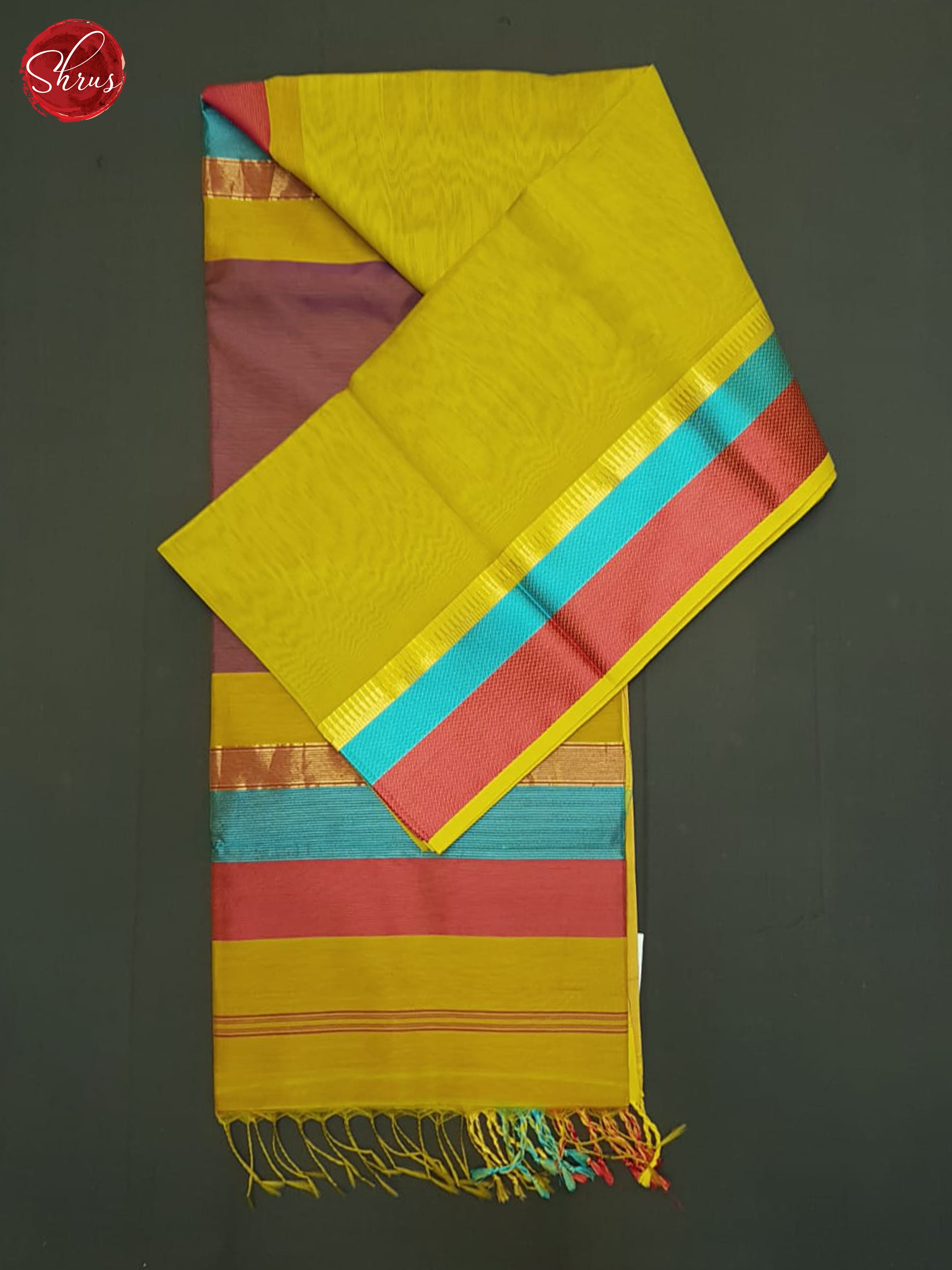 Green & Red - Maheshwari Silk Cotton Saree - Shop on ShrusEternity.com