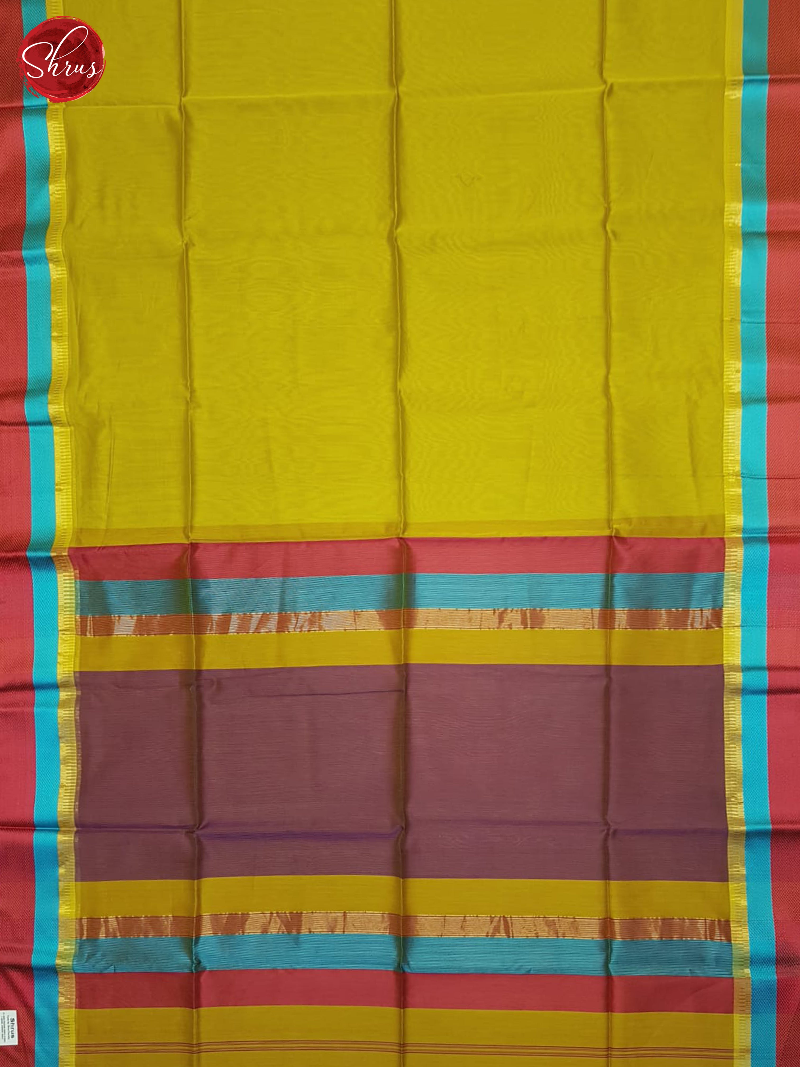 Green & Red - Maheshwari Silk Cotton Saree - Shop on ShrusEternity.com