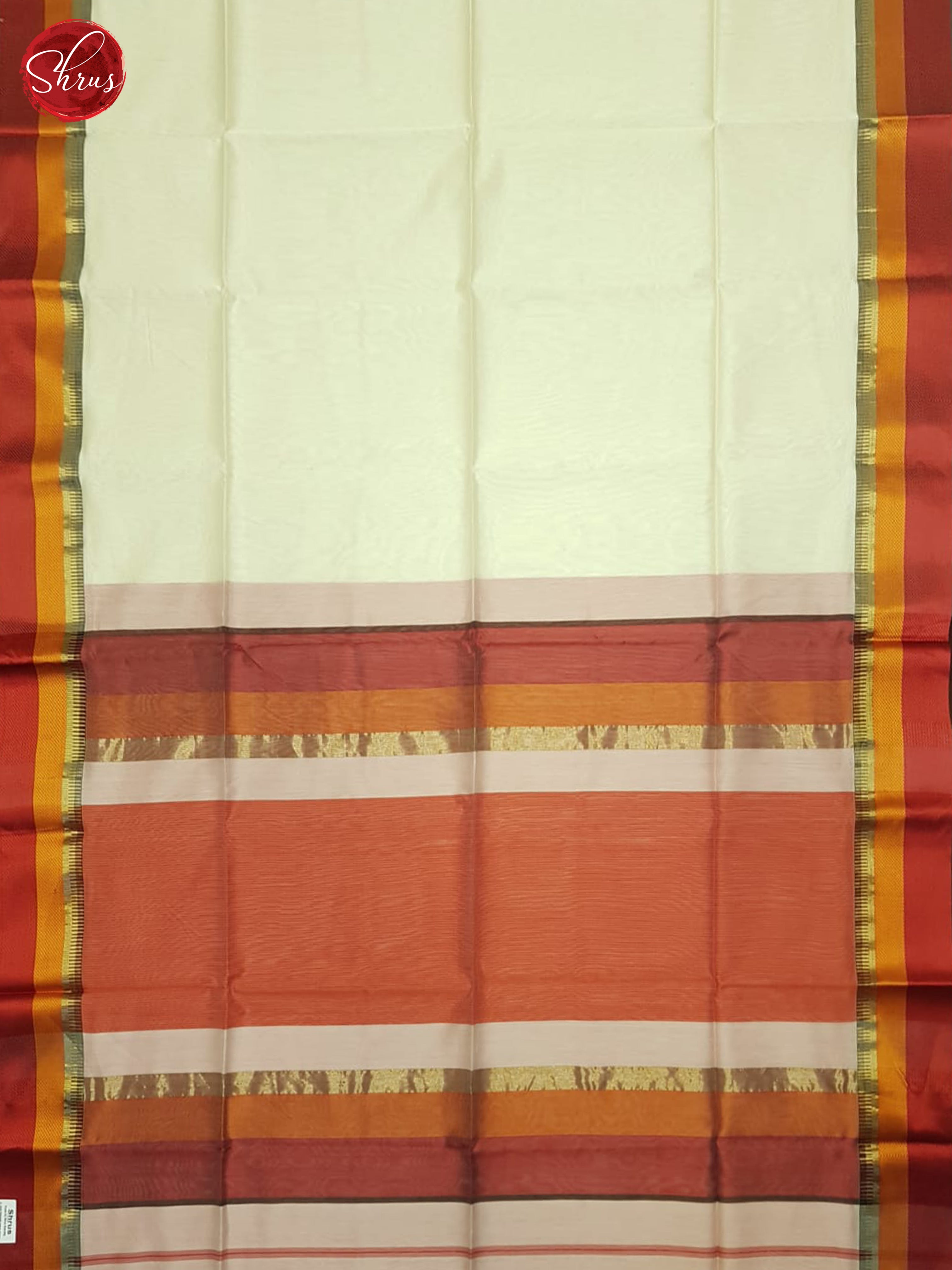 Cream And Red- Maheshwari Silk Cotton Saree - Shop on ShrusEternity.com