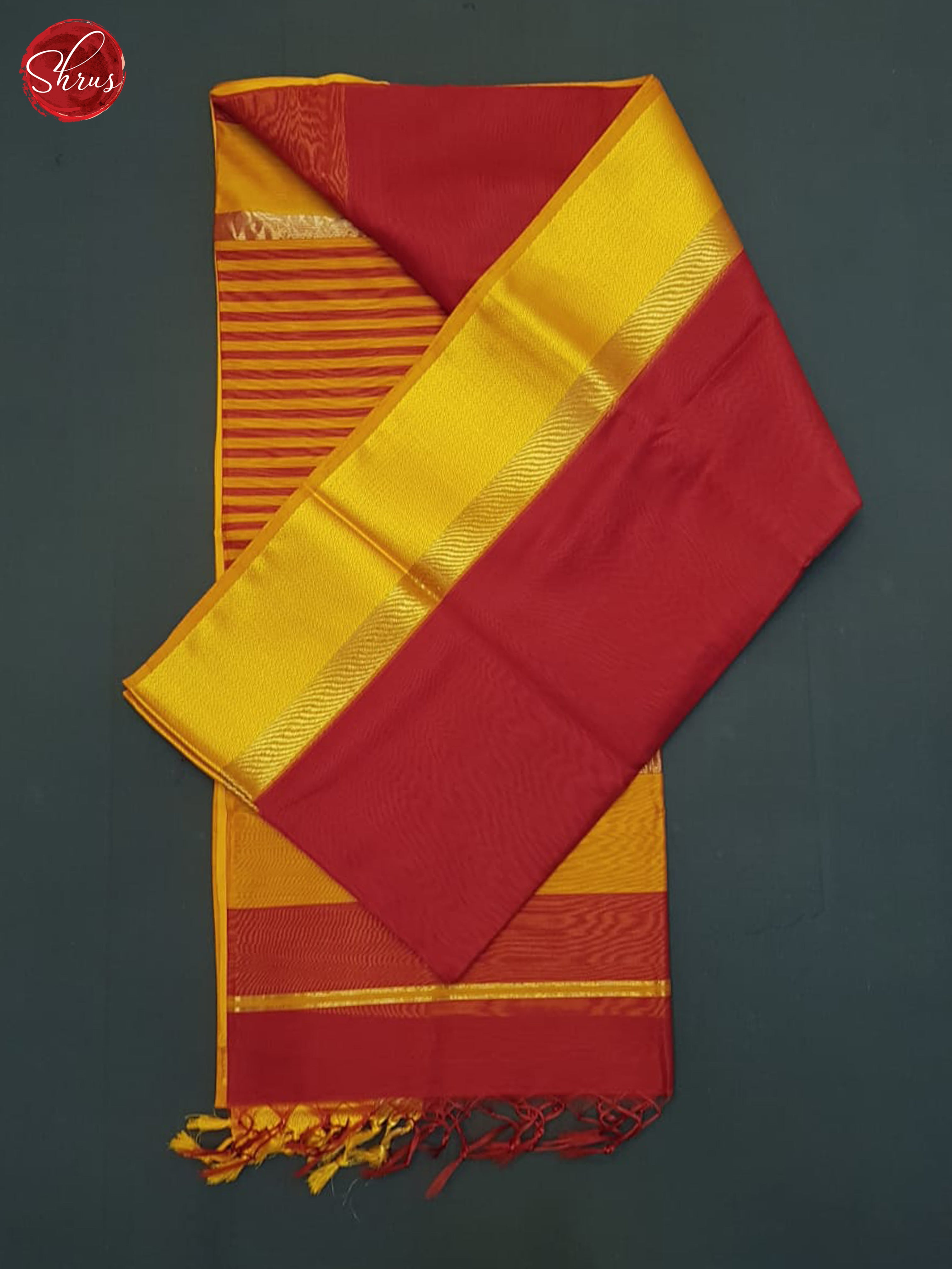 Red And Orange- Maheshwari Silk cotton Saree - Shop on ShrusEternity.com