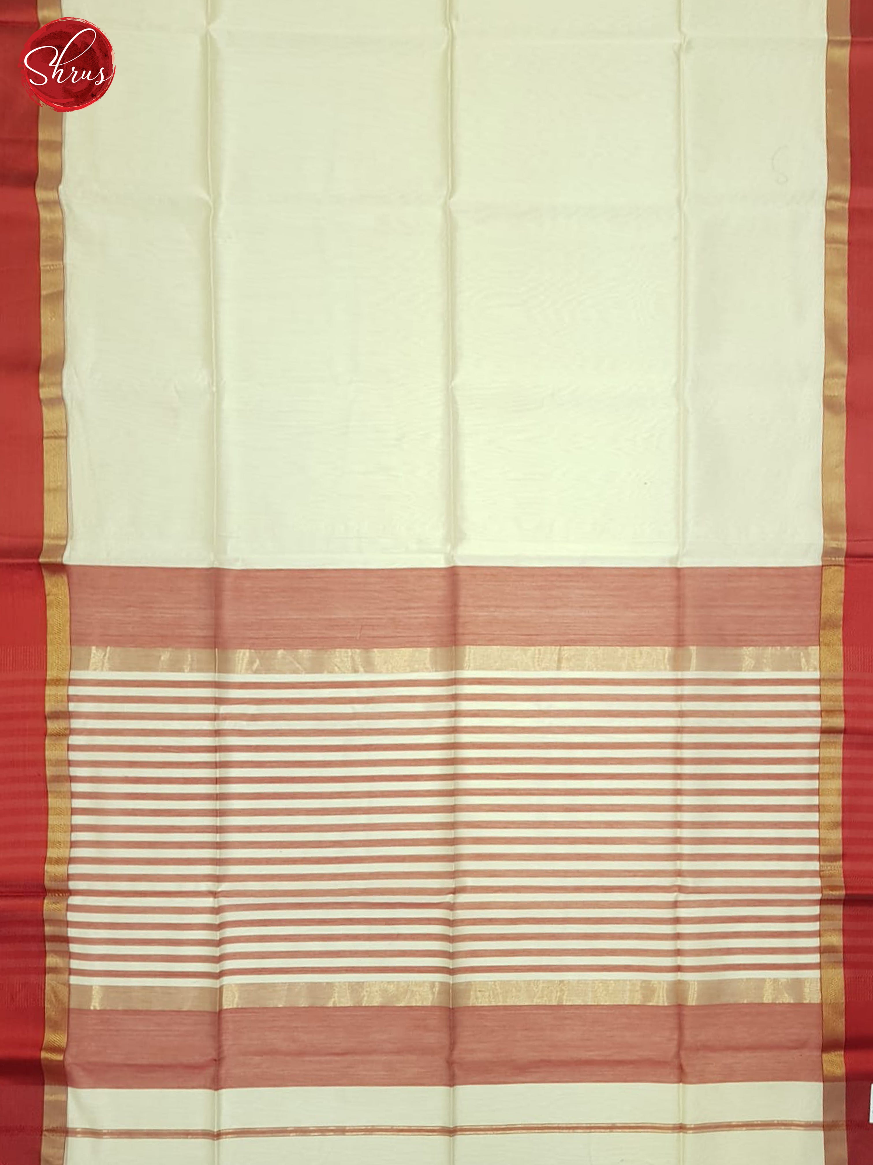 Cream And Red- Maheshwari Silk Cotton Saree - Shop on ShrusEternity.com