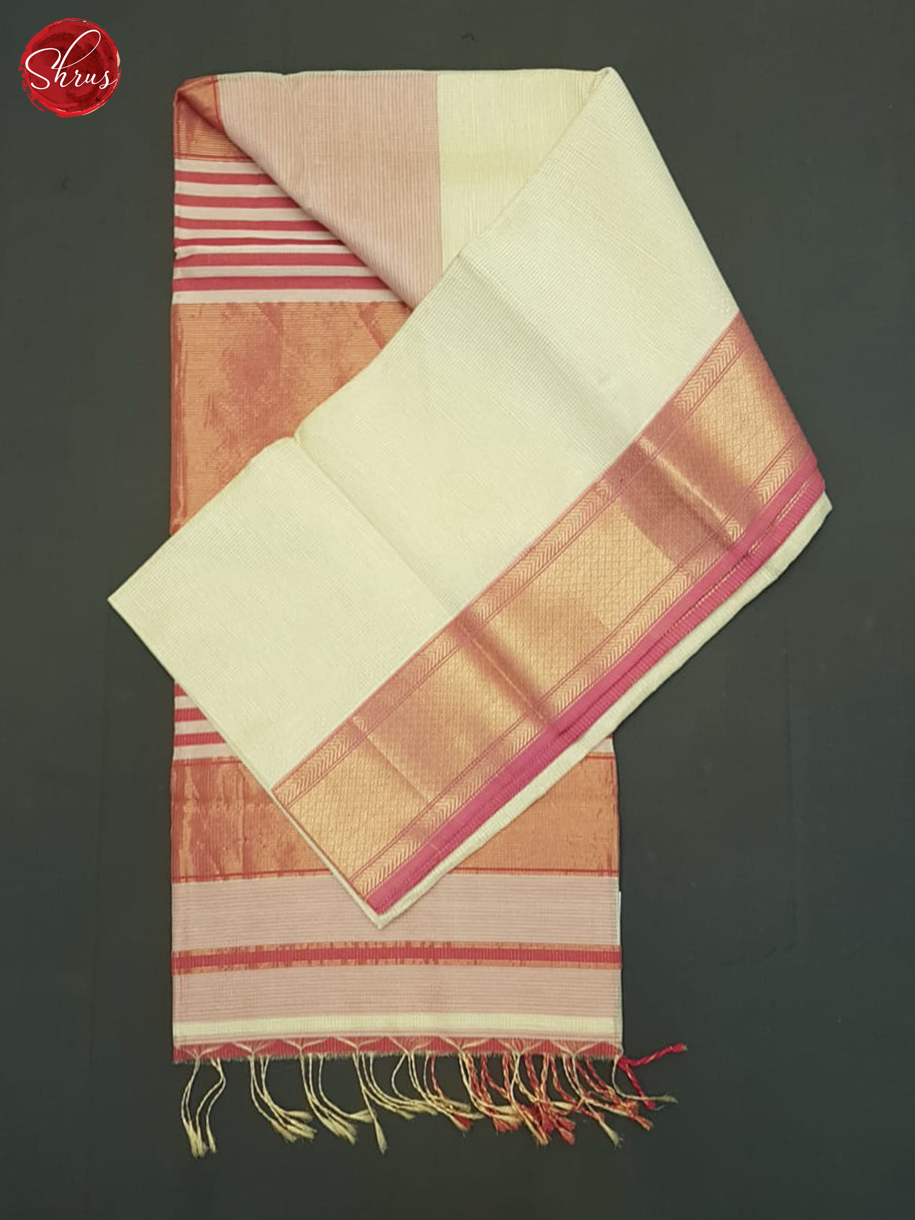 Cream & Red- Maheshwari Silk Cotton Saree - Shop on ShrusEternity.com