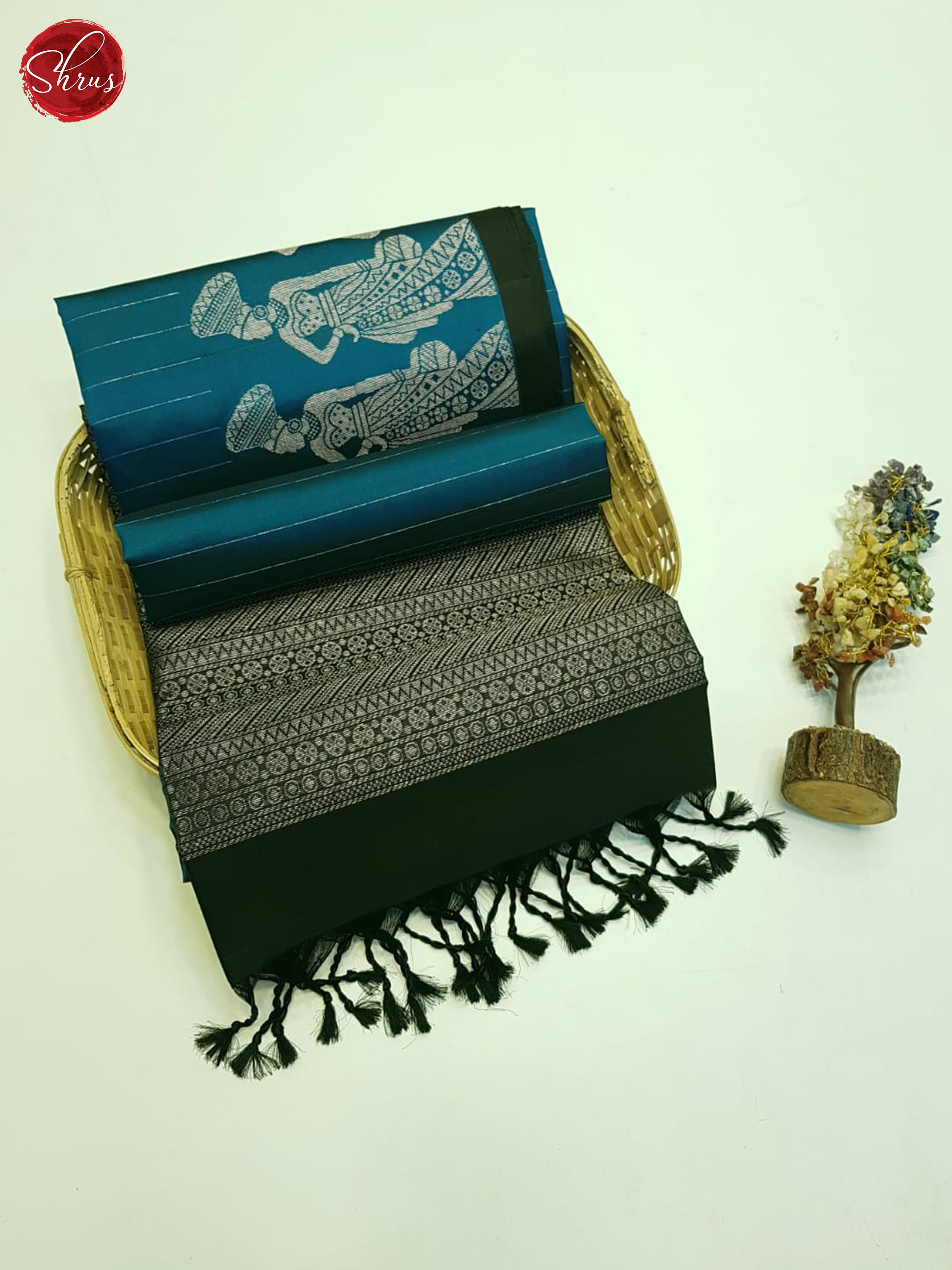 Blue & Black - Soft Silk saree - Shop on ShrusEternity.com