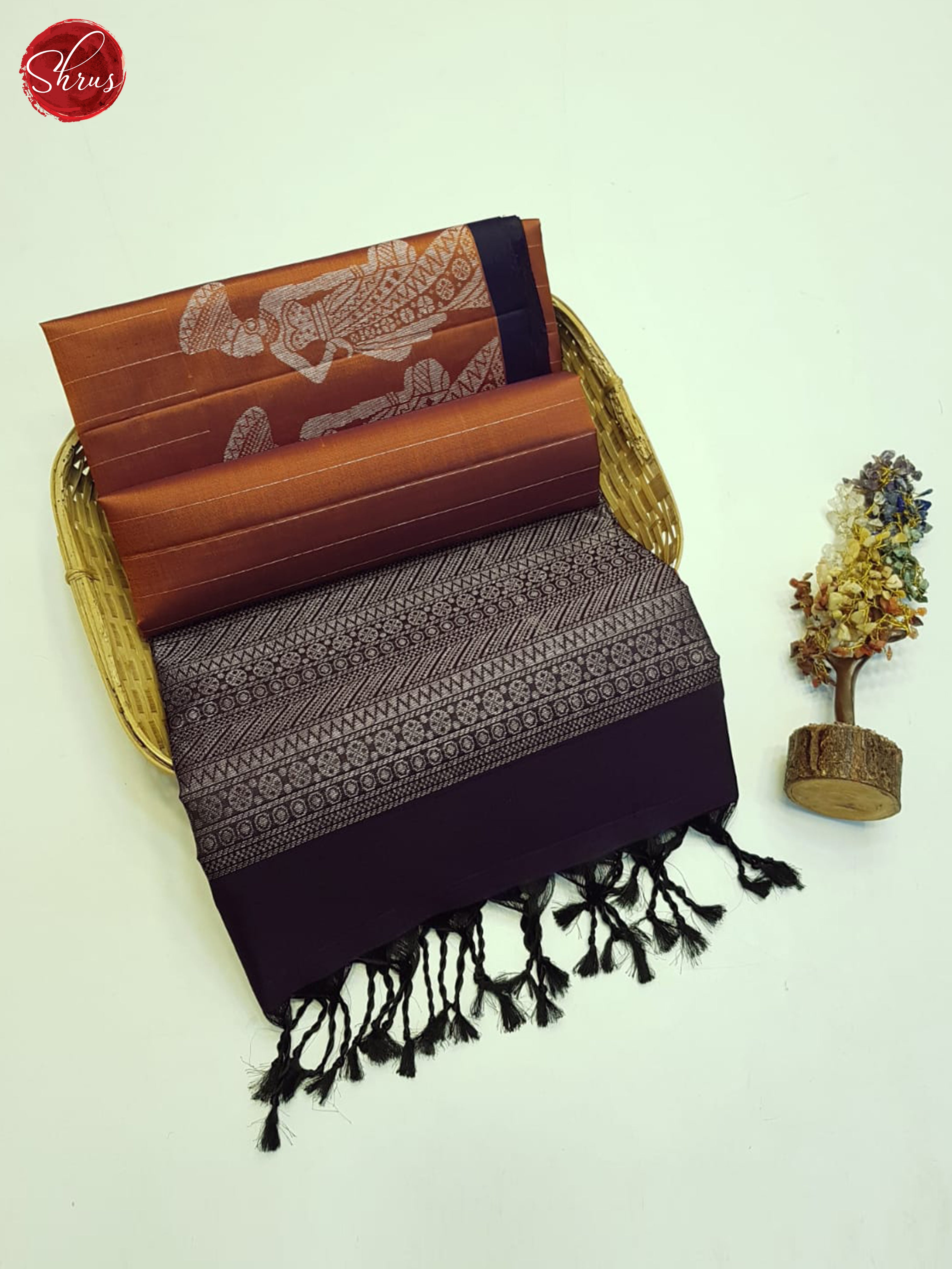 Brick & Blue- Soft Silk Saree - Shop on ShrusEternity.com