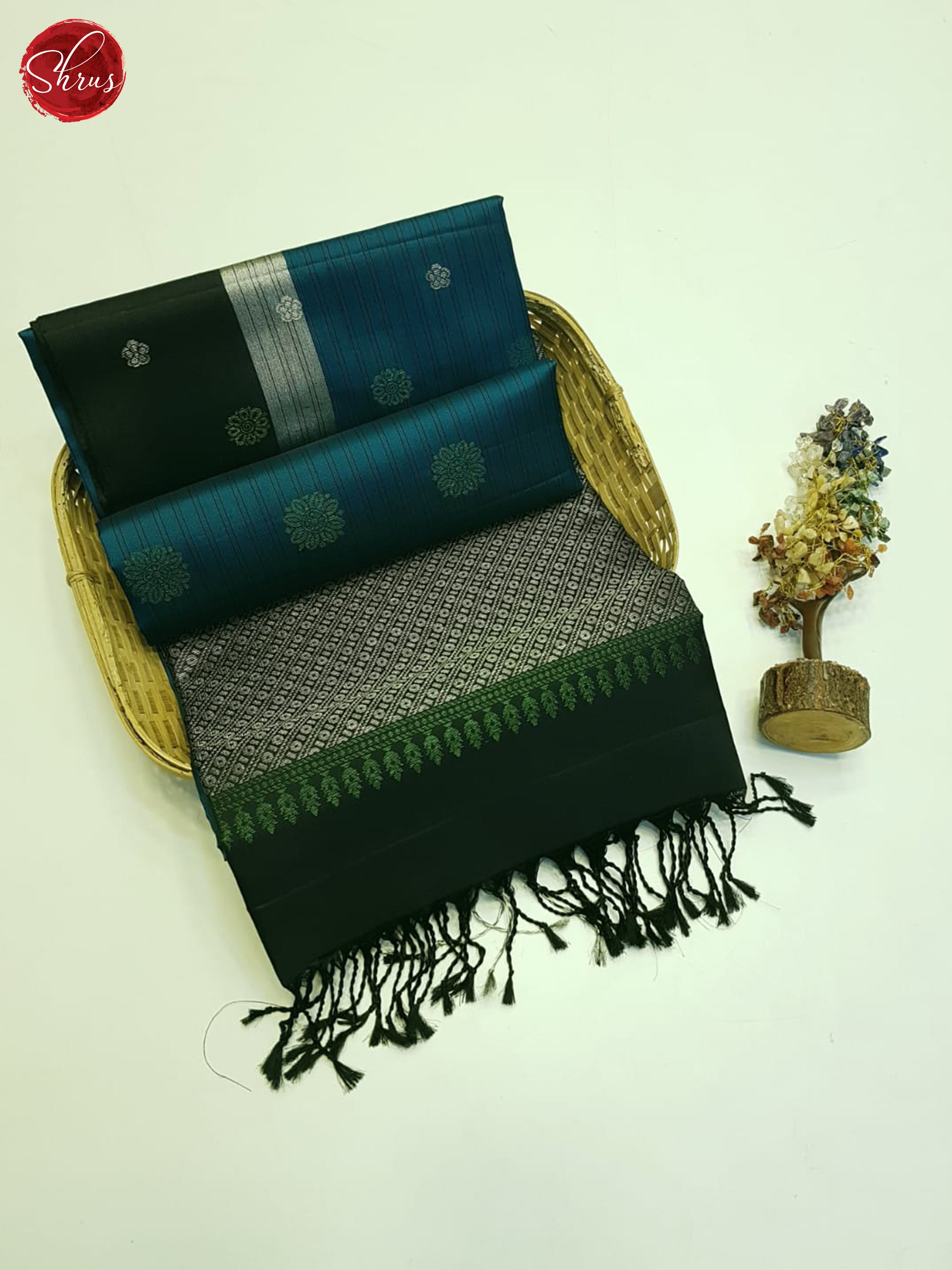 Blue And Black- Soft Silk Saree - Shop on ShrusEternity.com