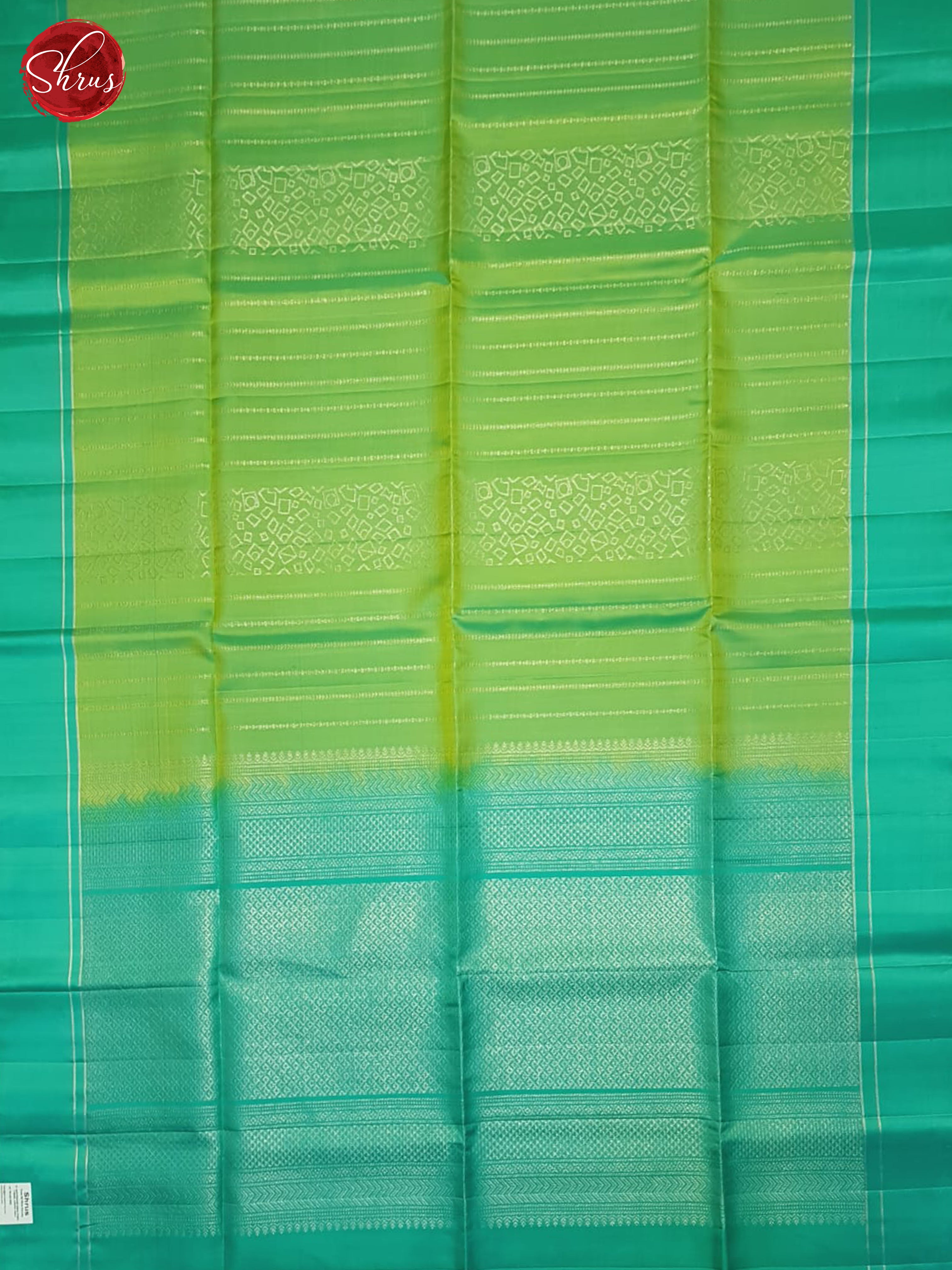 Light Green & Teal - Soft Silk Saree - Shop on ShrusEternity.com