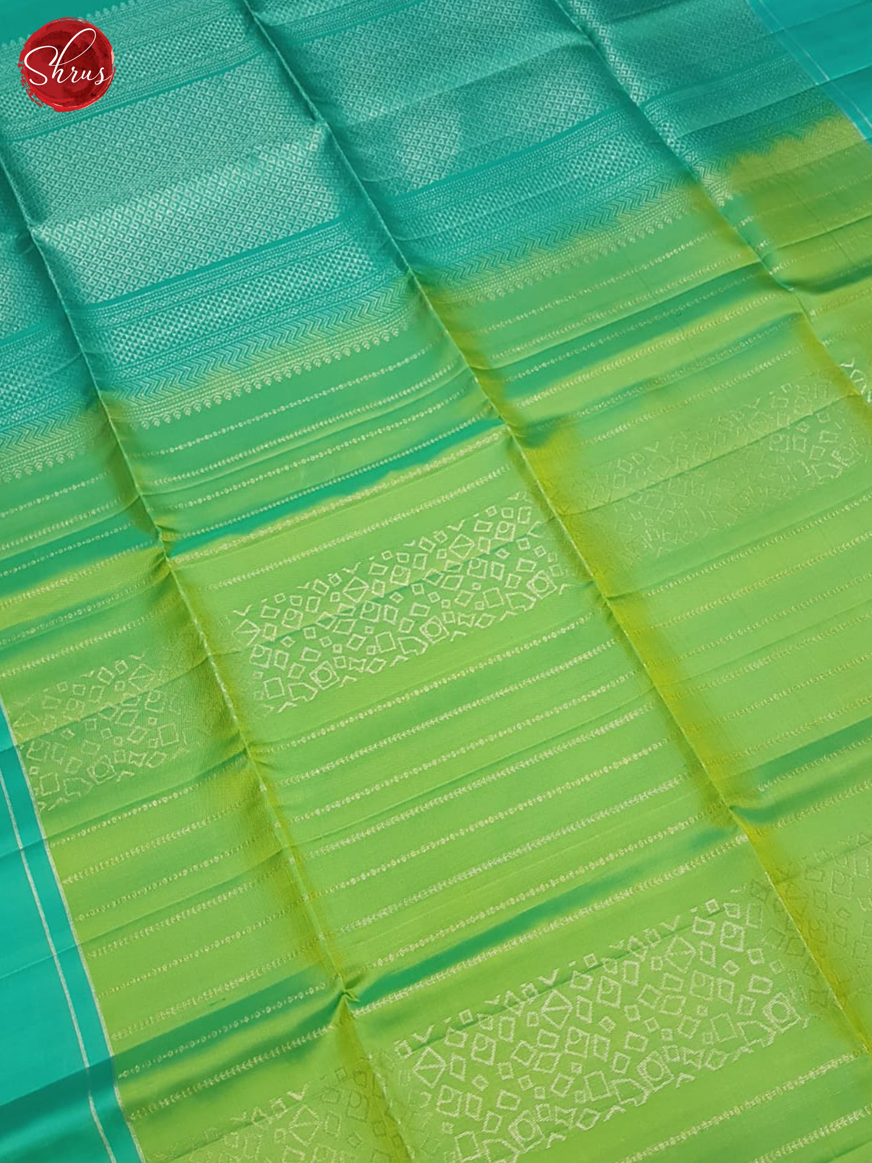 Light Green & Teal - Soft Silk Saree - Shop on ShrusEternity.com