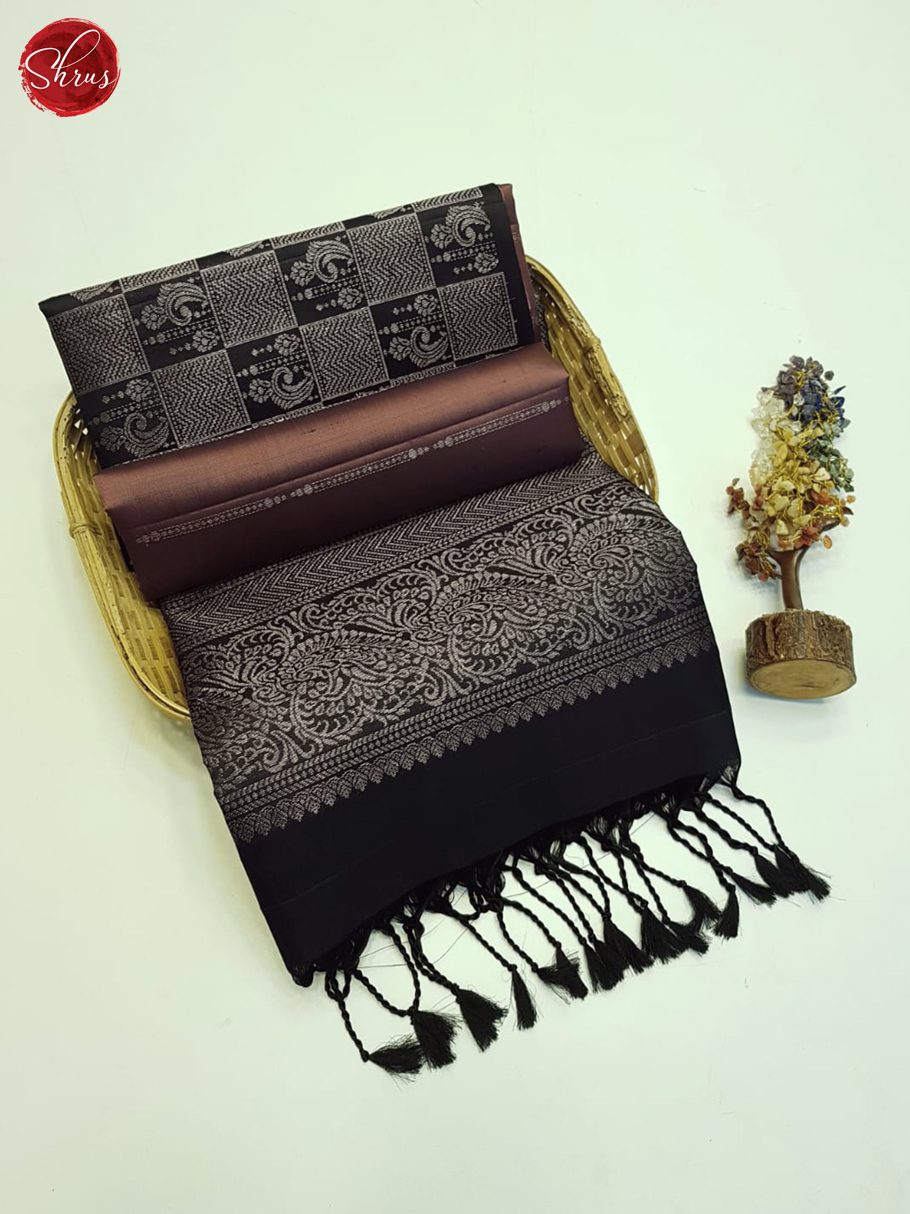 Dusty Dark Onion & Brown - Soft Silk Saree - Shop on ShrusEternity.com