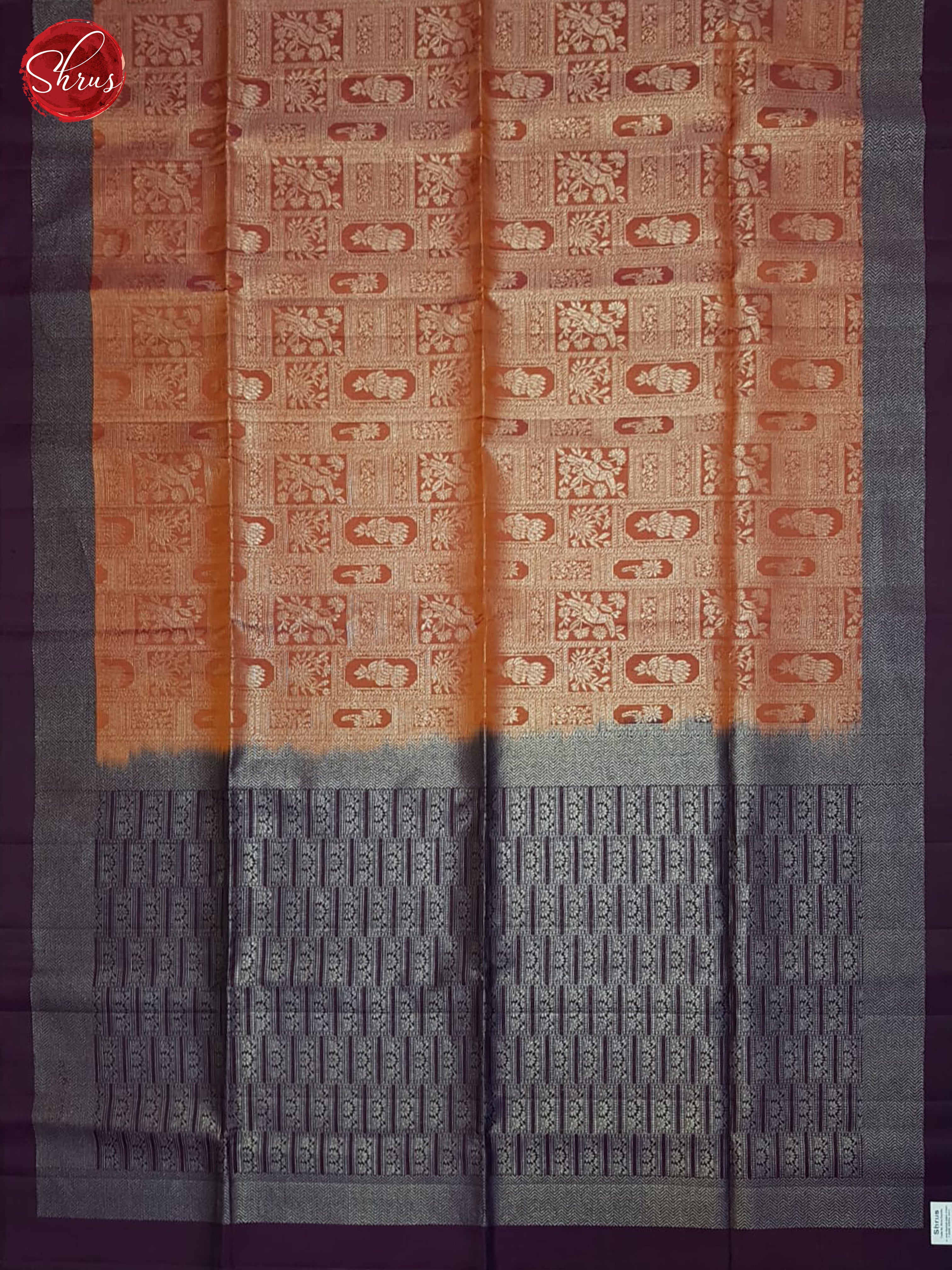 Orange And Jamun Fruit- Soft Silk Saree - Shop on ShrusEternity.com
