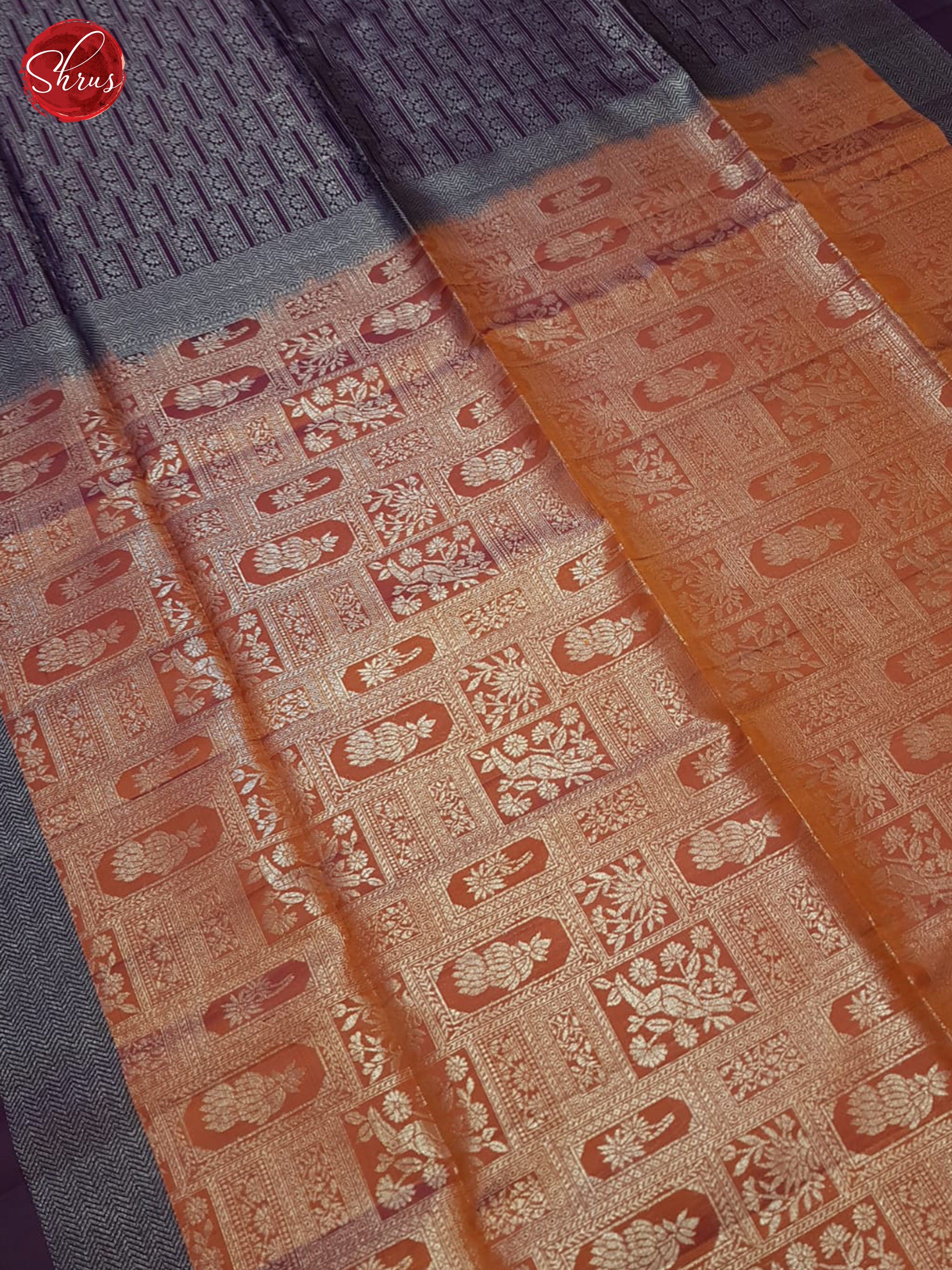 Orange And Jamun Fruit- Soft Silk Saree - Shop on ShrusEternity.com
