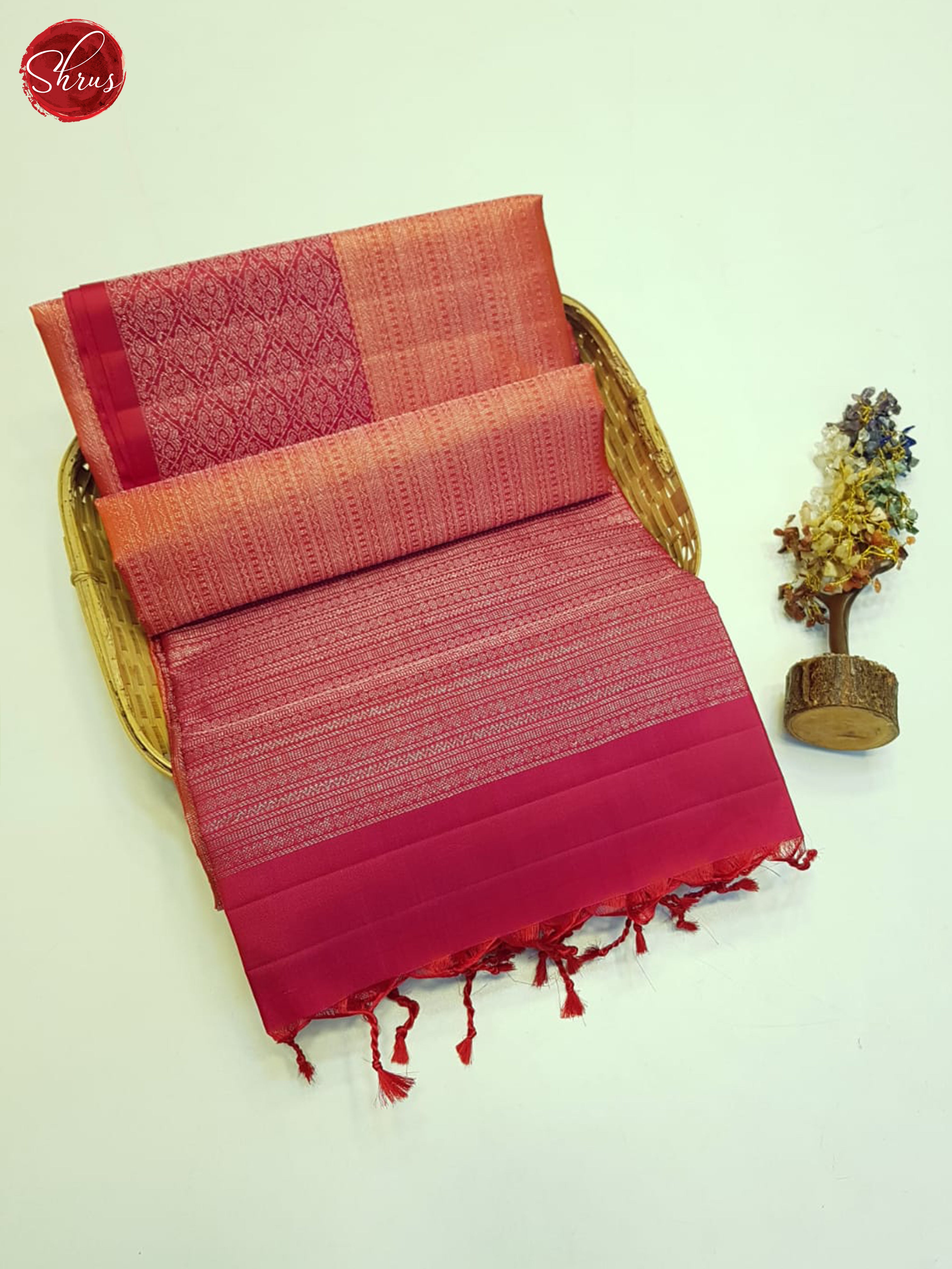 Orange And Pink- Soft Silk Saree - Shop on ShrusEternity.com