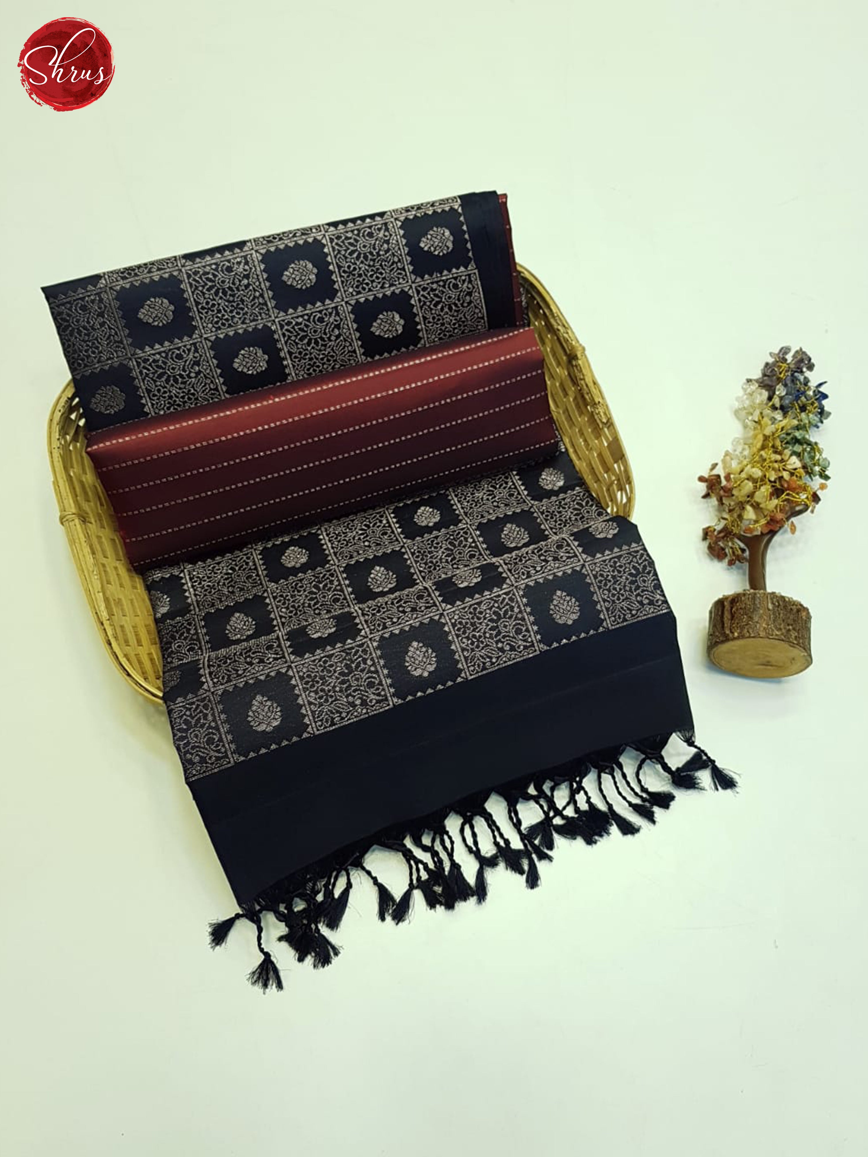 Maroon And Blue-Soft Silk Saree - Shop on ShrusEternity.com