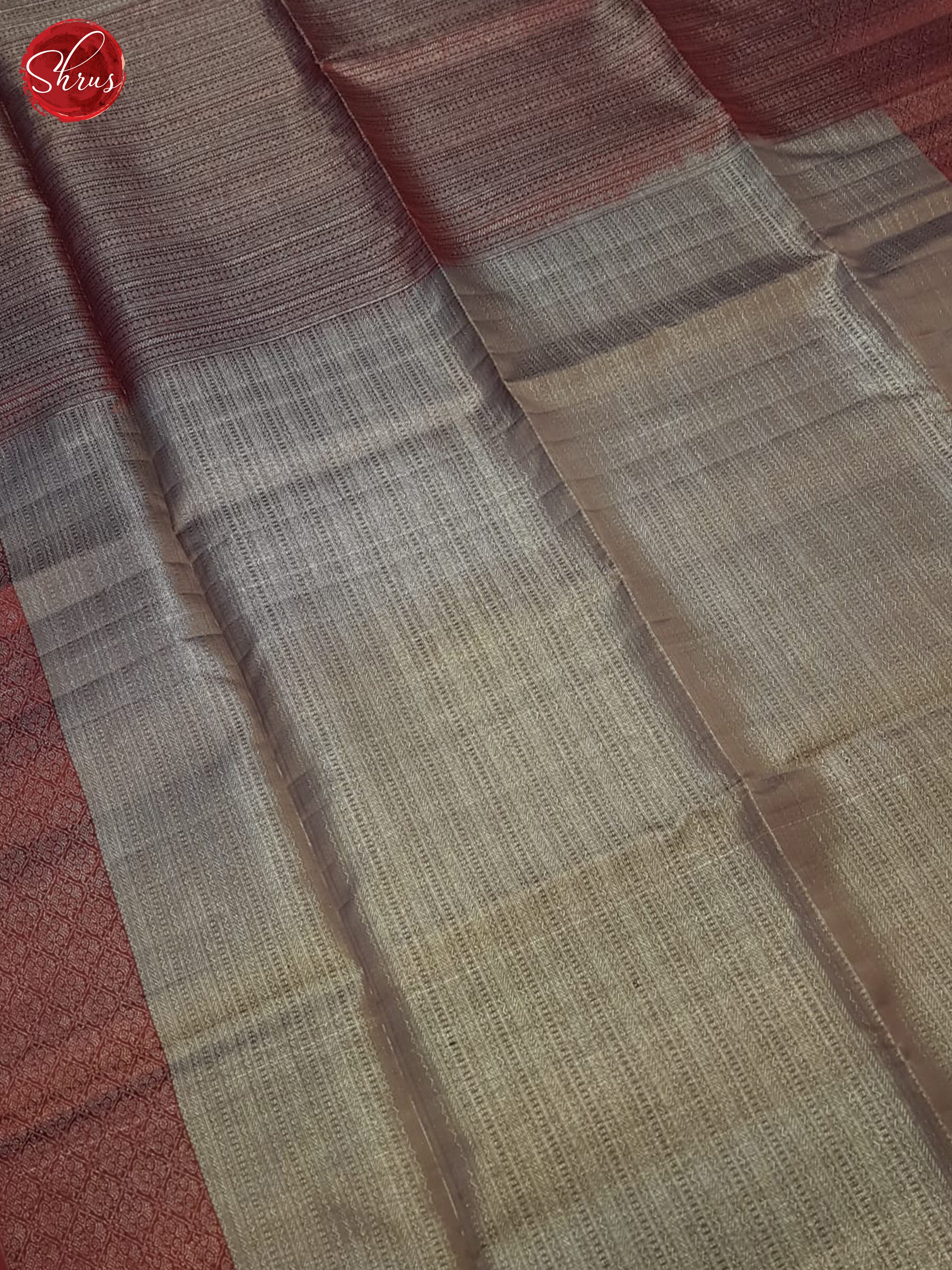 Grey And Maroon- Soft Silk Saree - Shop on ShrusEternity.com