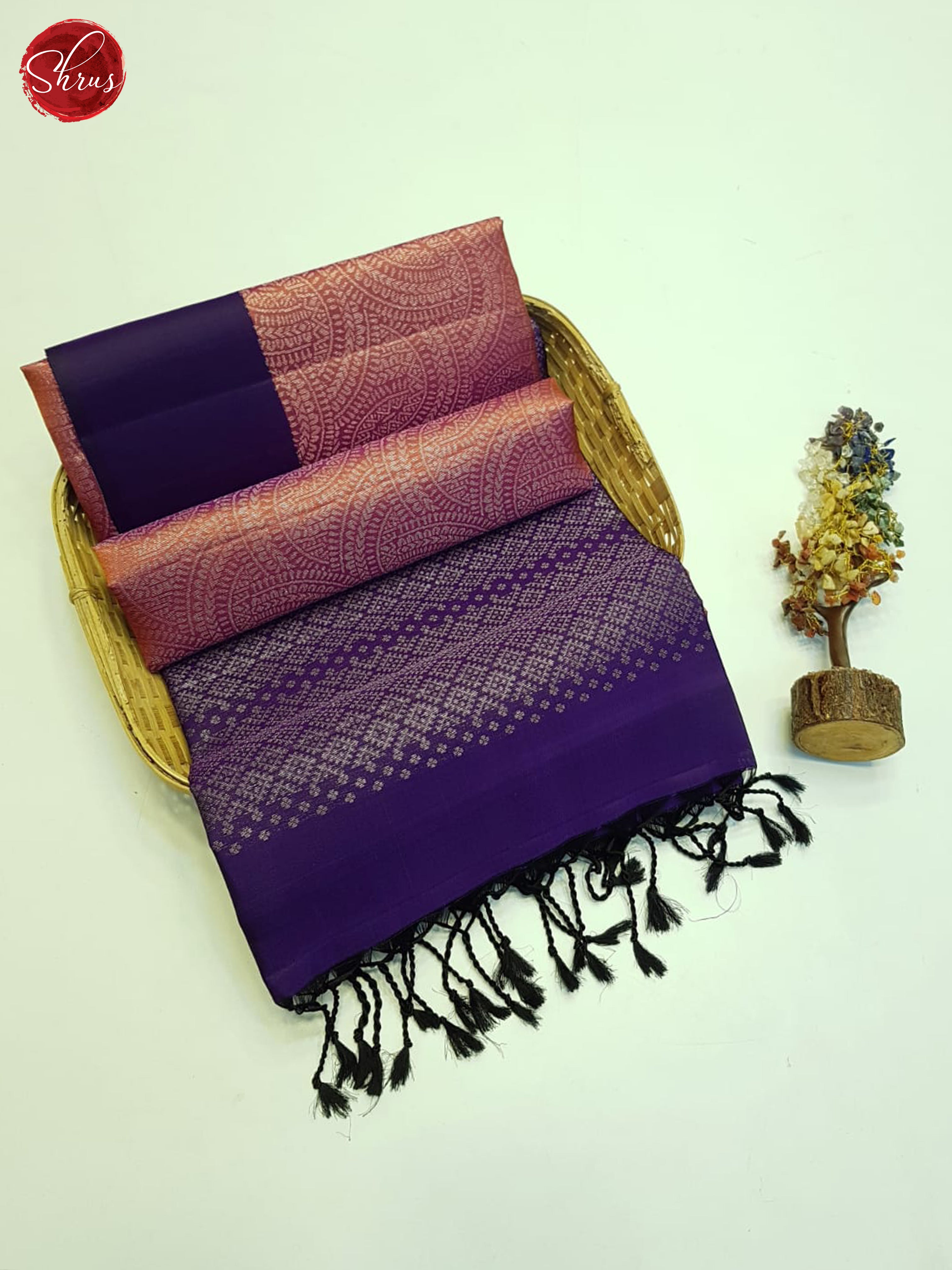 Brick And Purple- Soft Silk Saree - Shop on ShrusEternity.com