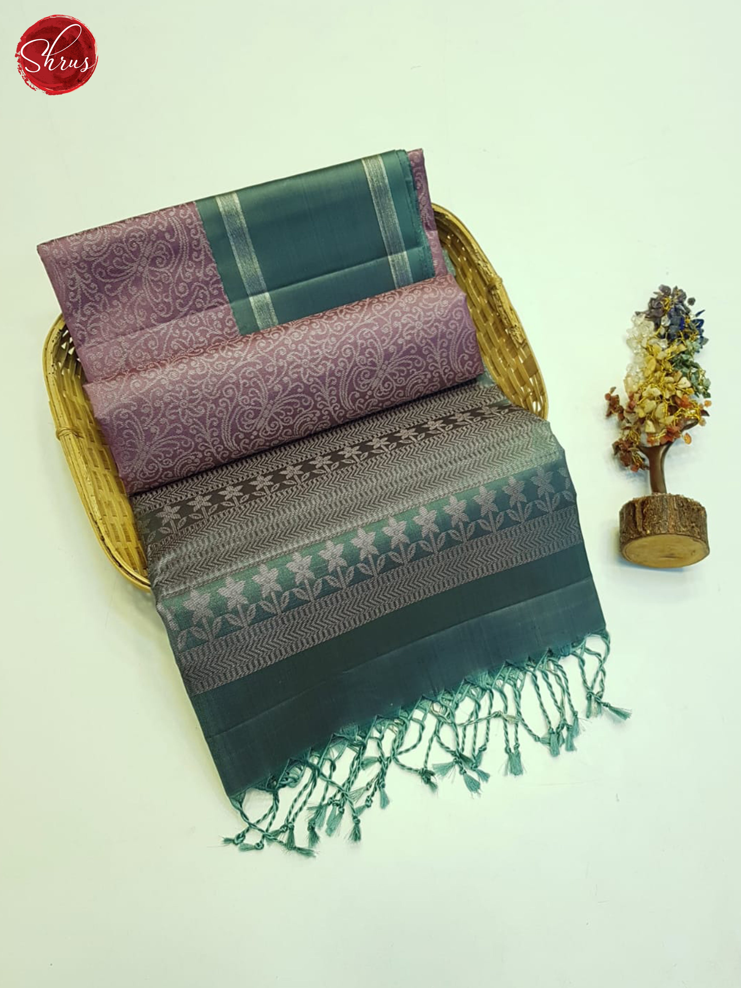 Lavender And Pastel Green- Soft Silk Saree - Shop on ShrusEternity.com