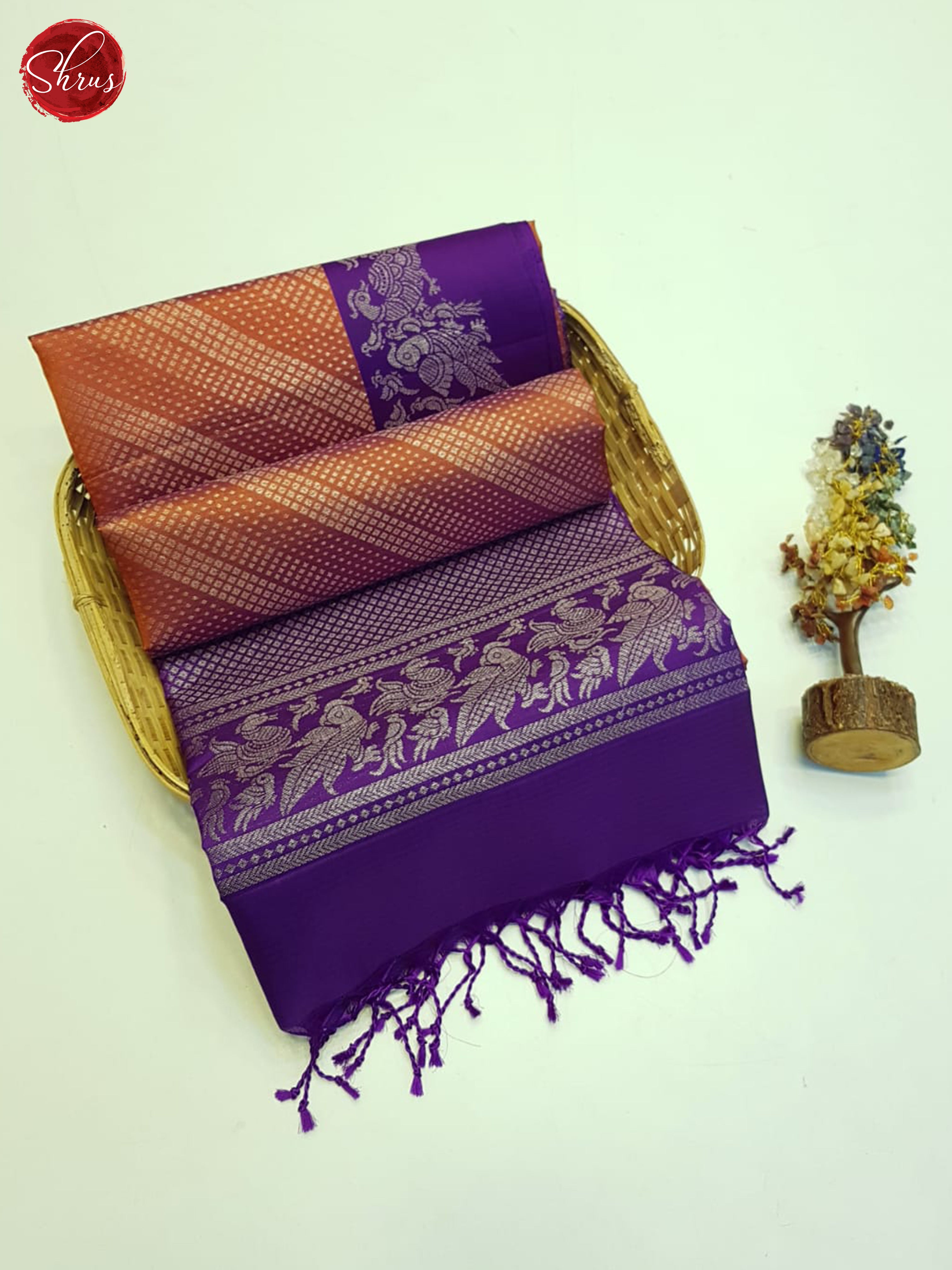 Brick Orange And Purple - Soft Silk Saree - Shop on ShrusEternity.com