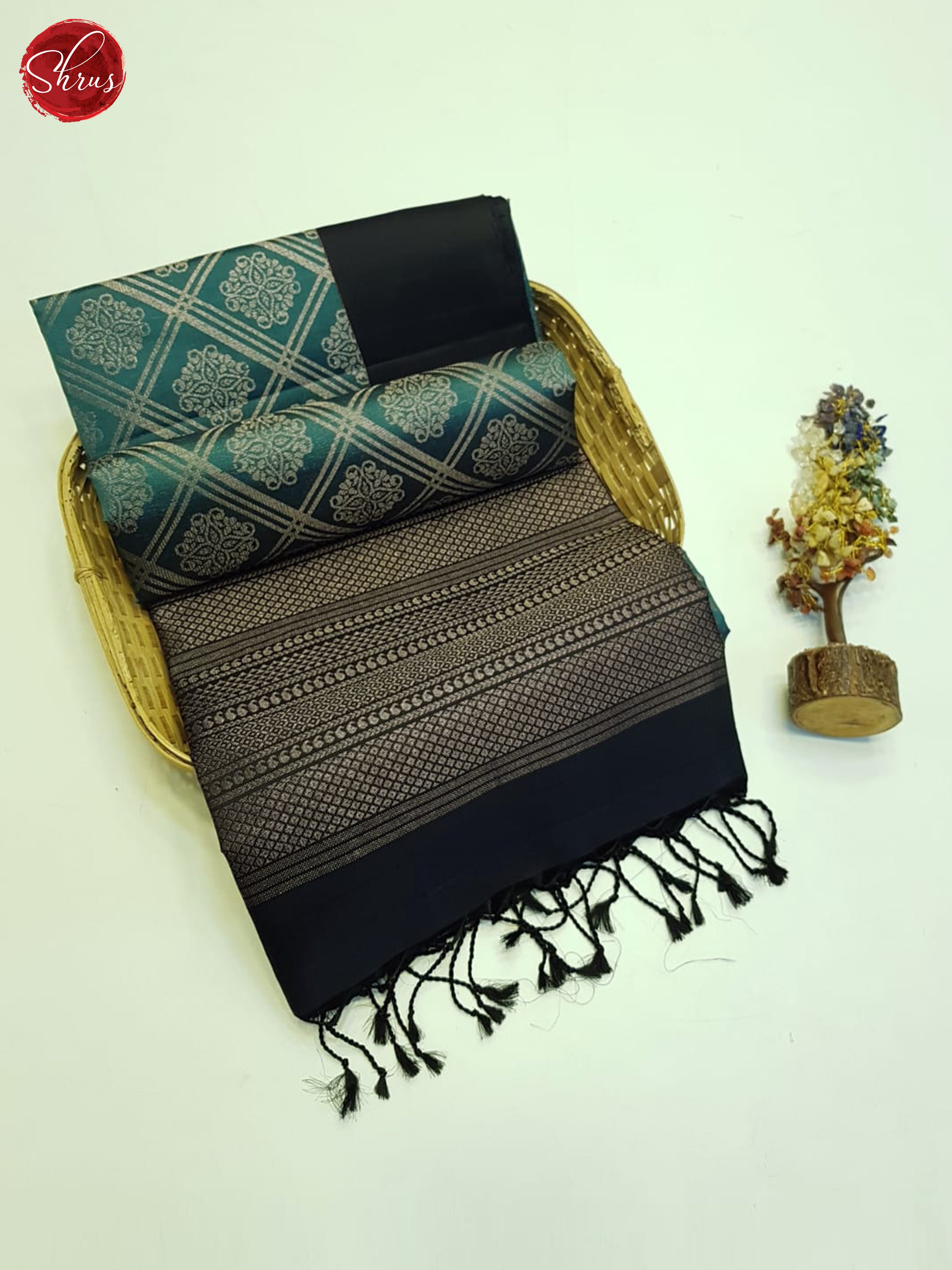 Blue & Navy Blue - Soft Silk Saree - Shop on ShrusEternity.com