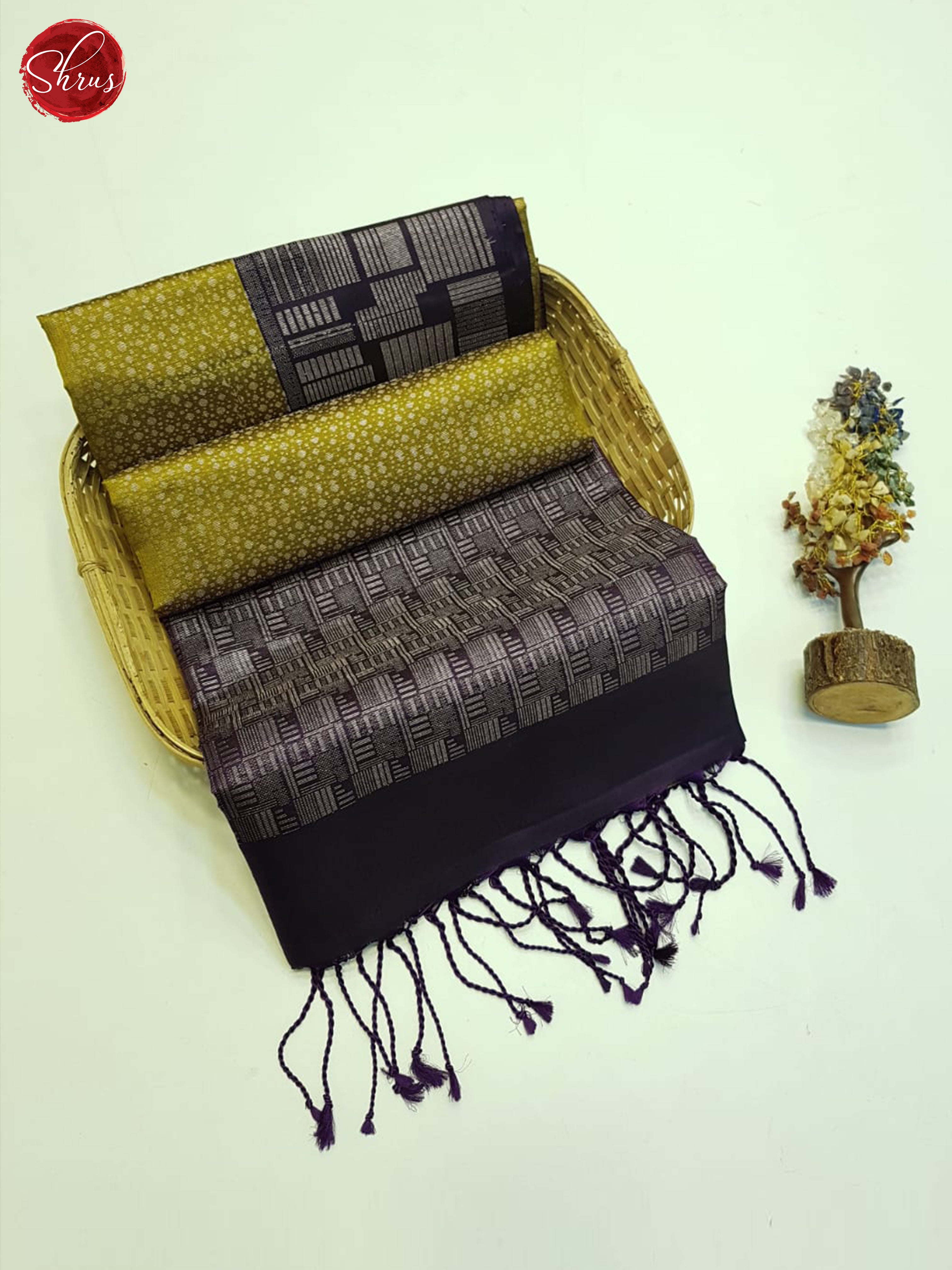 Mehandhi green And Jamun fruit- Soft Silk Saree - Shop on ShrusEternity.com