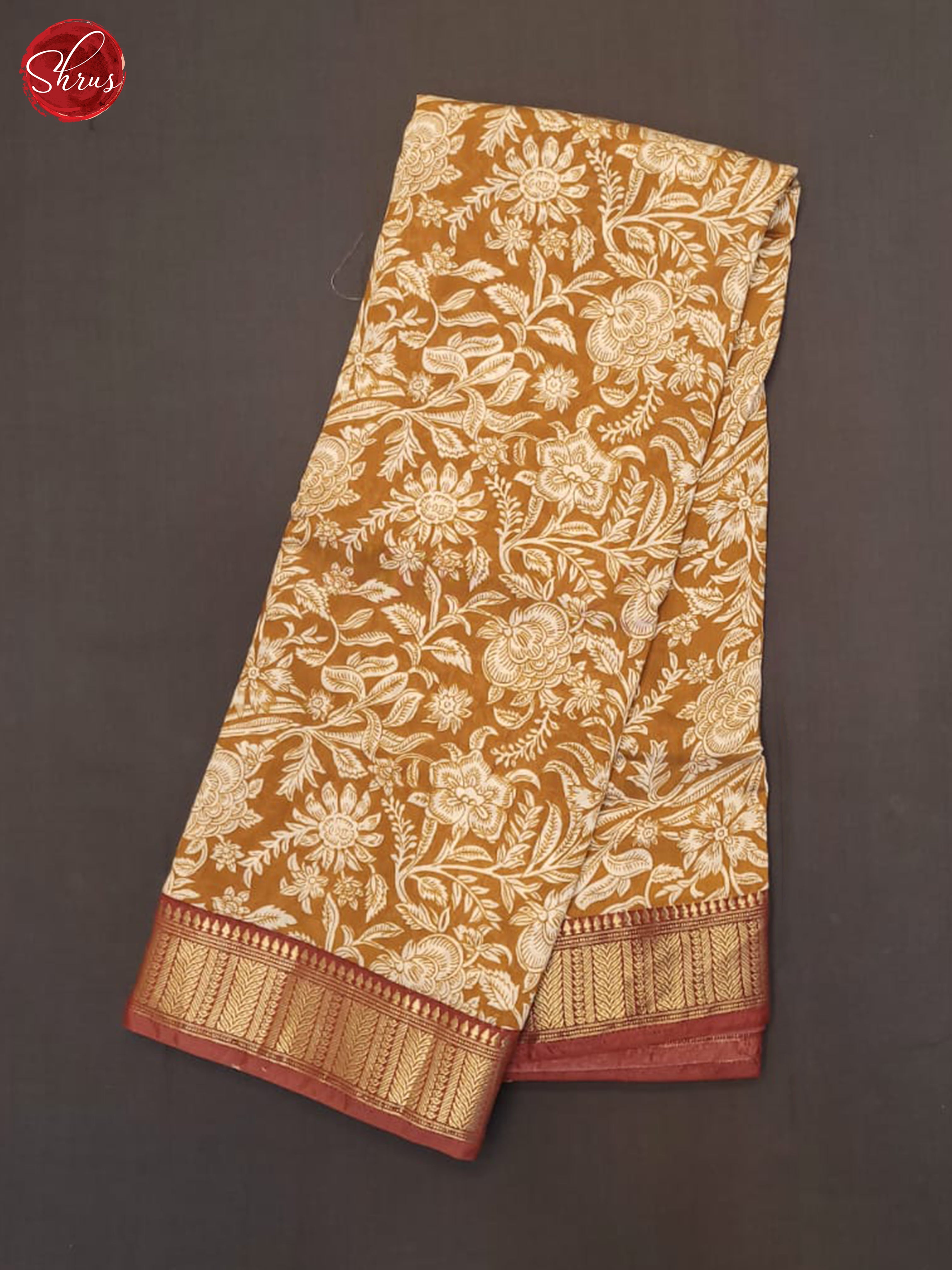 Mustard And Brown- Art Modal Saree - Shop on ShrusEternity.com