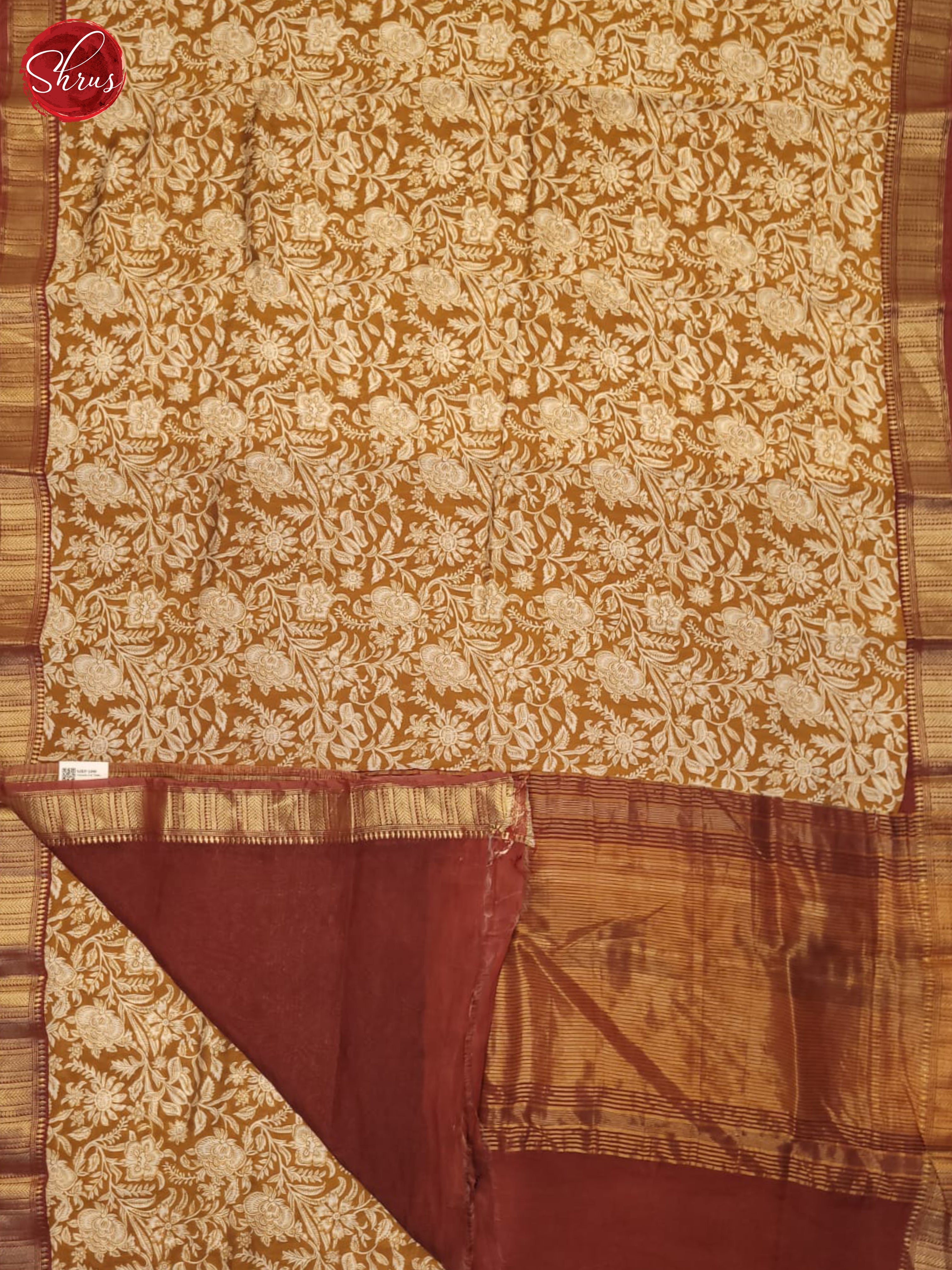 Mustard And Brown- Art Modal Saree - Shop on ShrusEternity.com