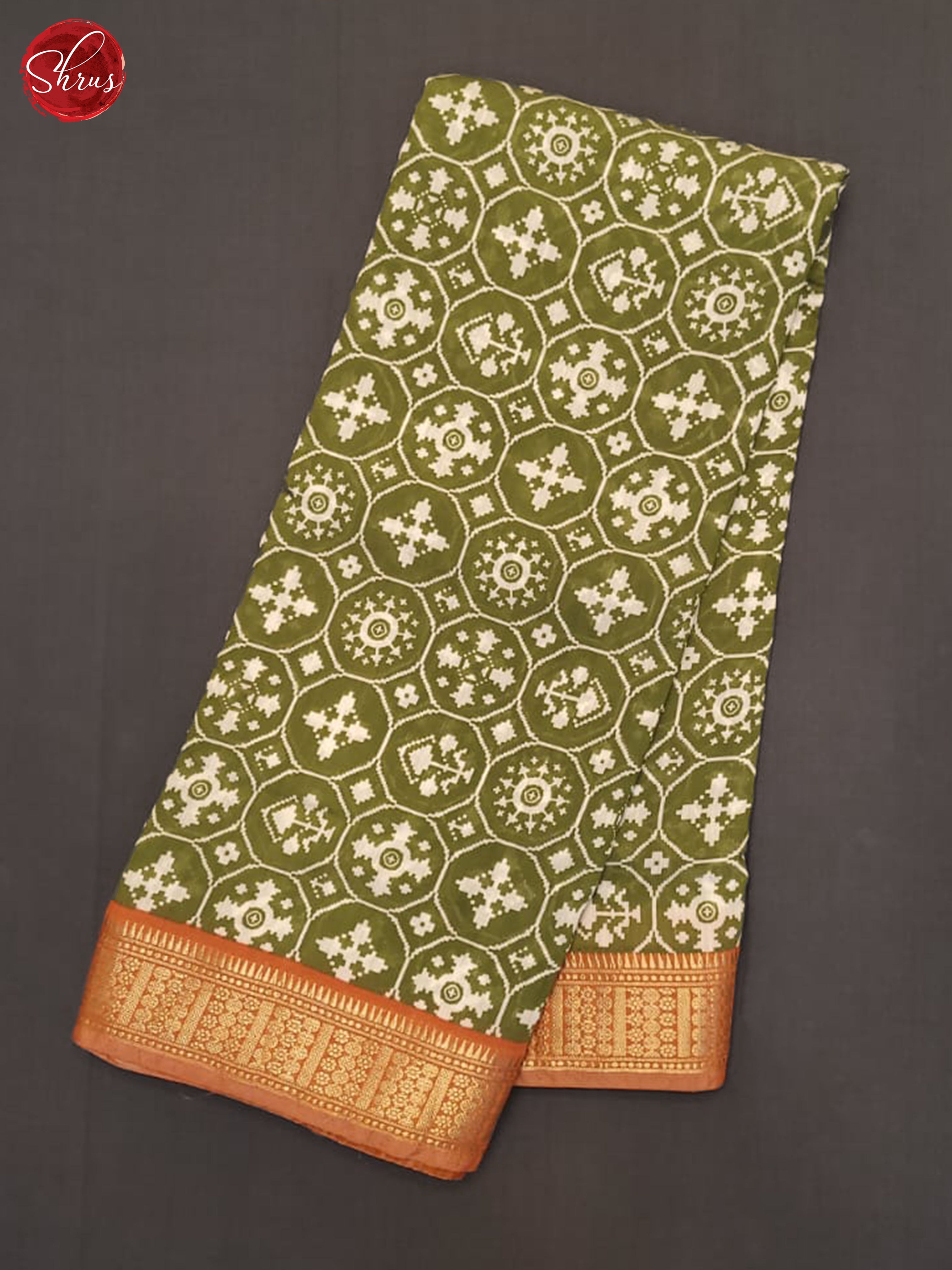 Green And Brick Orange- Art Modal Saree - Shop on ShrusEternity.com