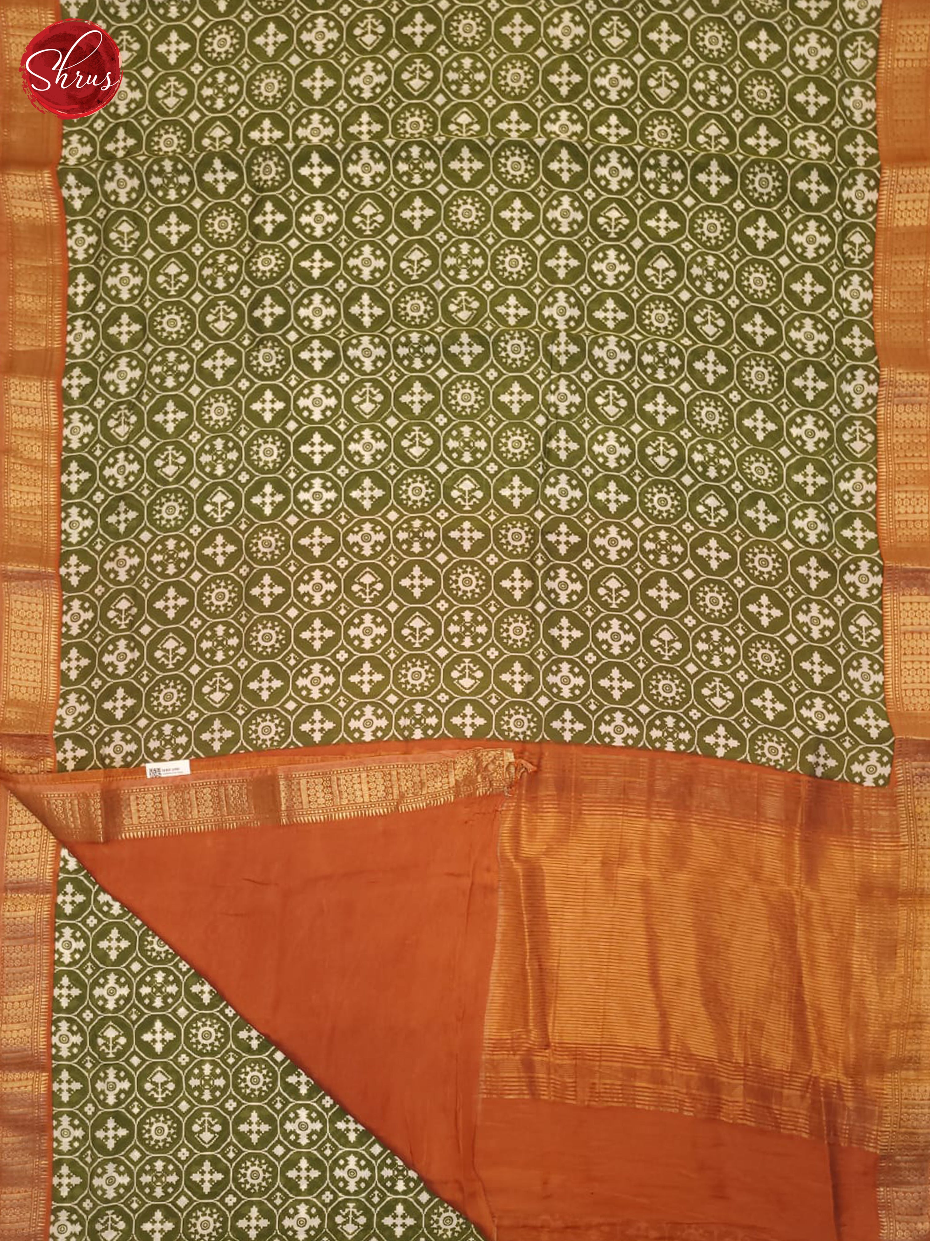 Green And Brick Orange- Art Modal Saree - Shop on ShrusEternity.com