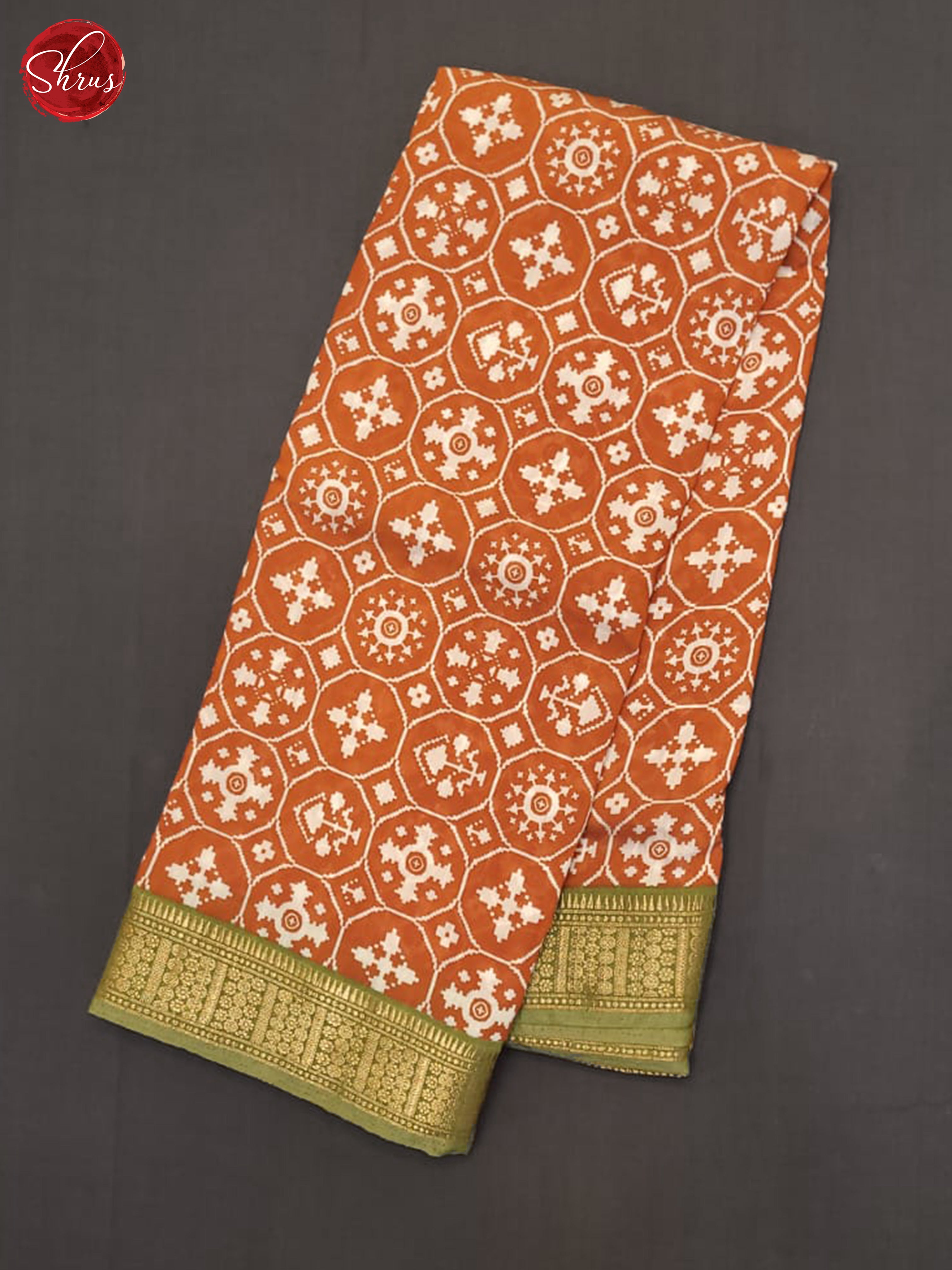Brick Orange And Green- Art Modal Saree - Shop on ShrusEternity.com
