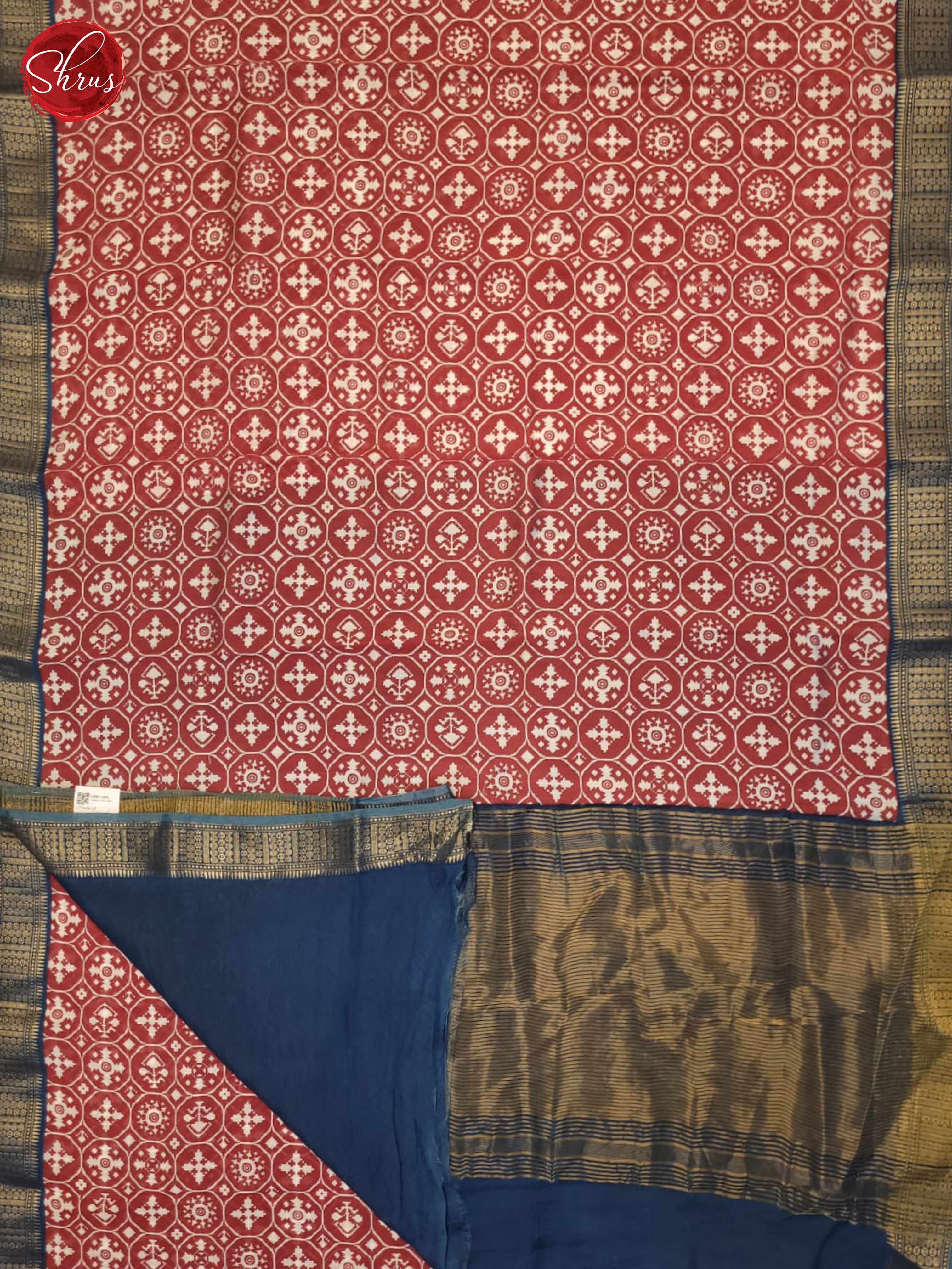 Red And Blue- Art Modal Saree - Shop on ShrusEternity.com