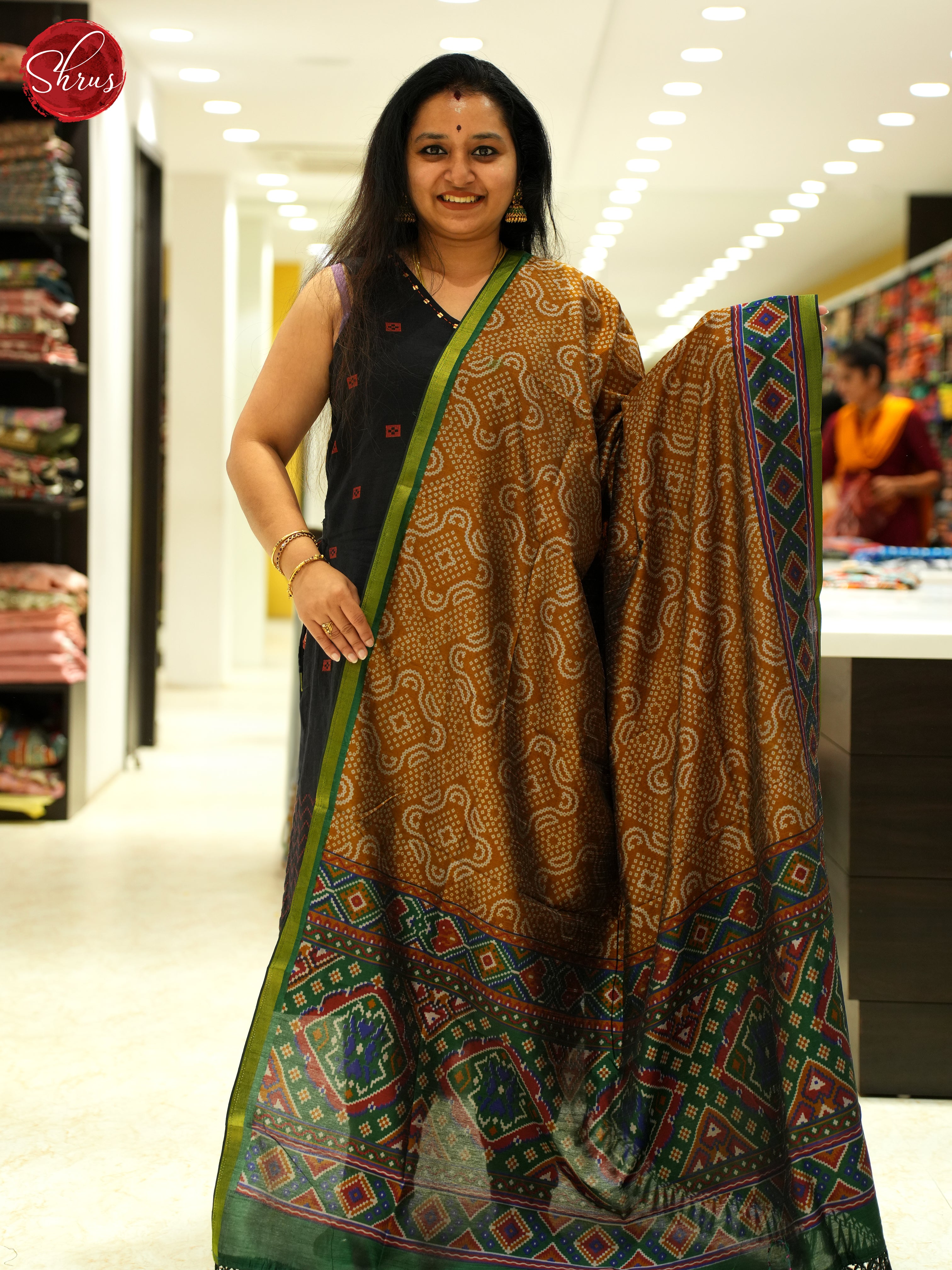 Brown & Green- Dupatta - Shop on ShrusEternity.com