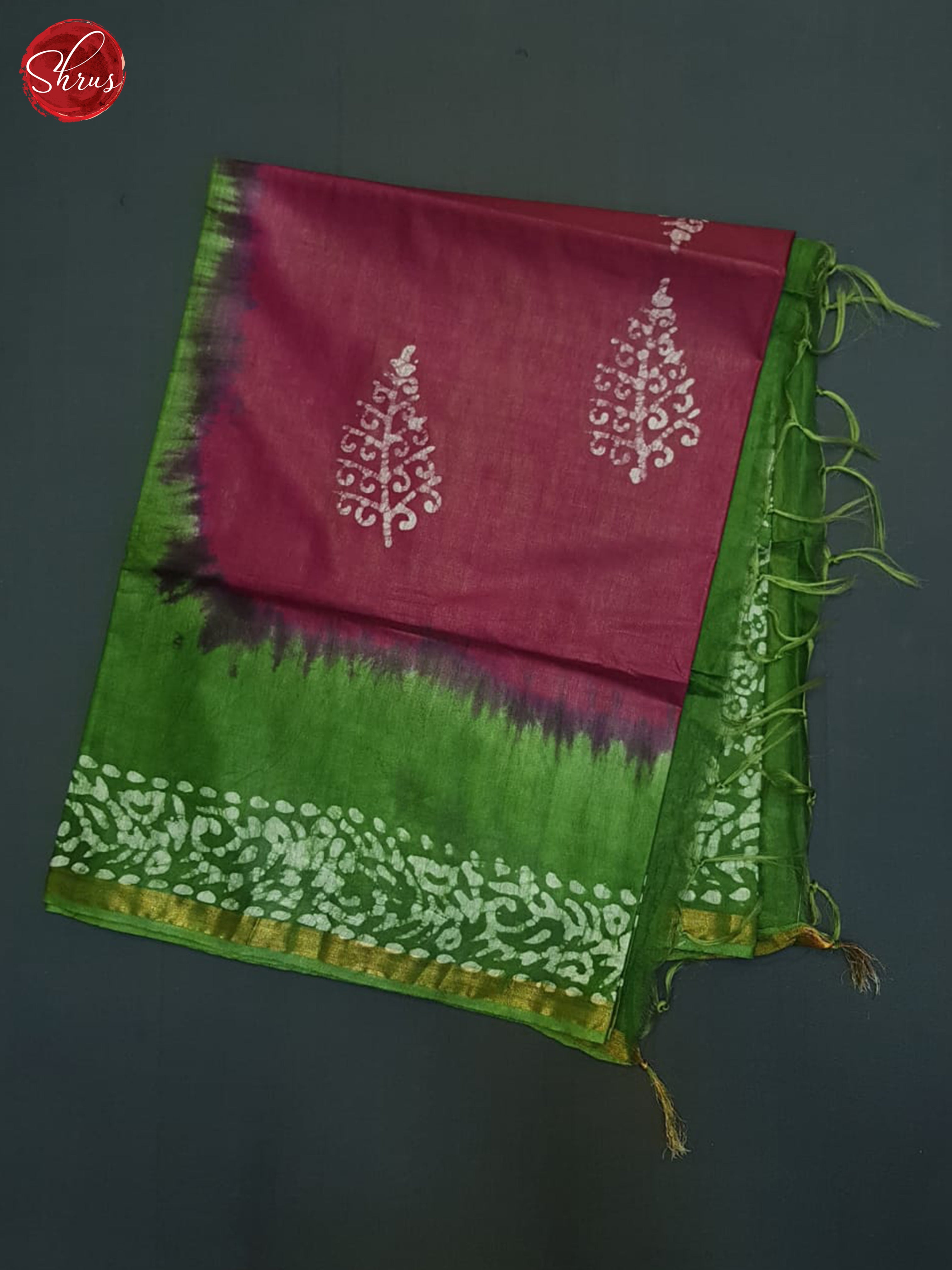 Wine And Green- Bhatik Saree - Shop on ShrusEternity.com