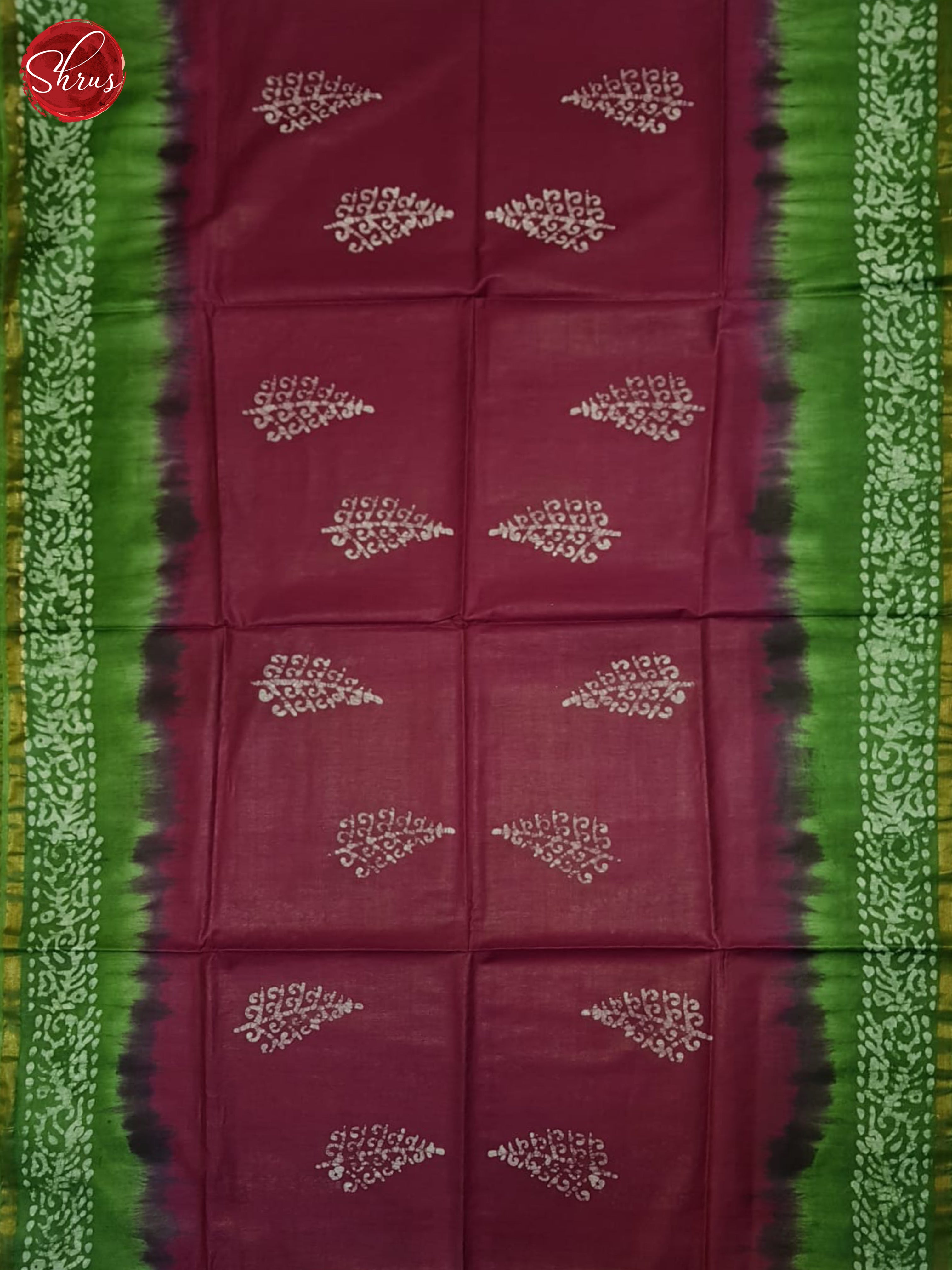 Wine And Green- Bhatik Saree - Shop on ShrusEternity.com