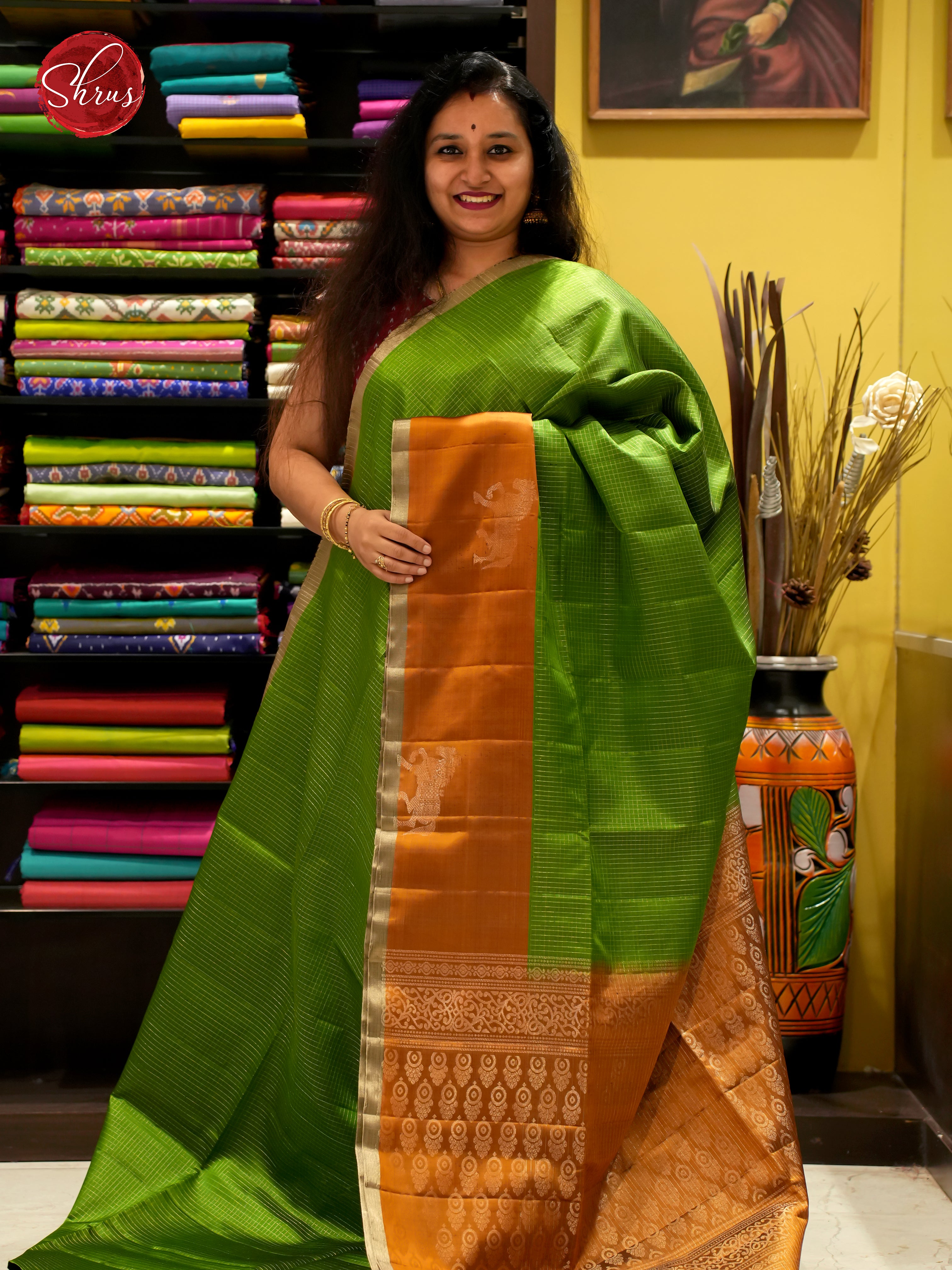 Green And Honey- Soft Silk Saree - Shop on ShrusEternity.com