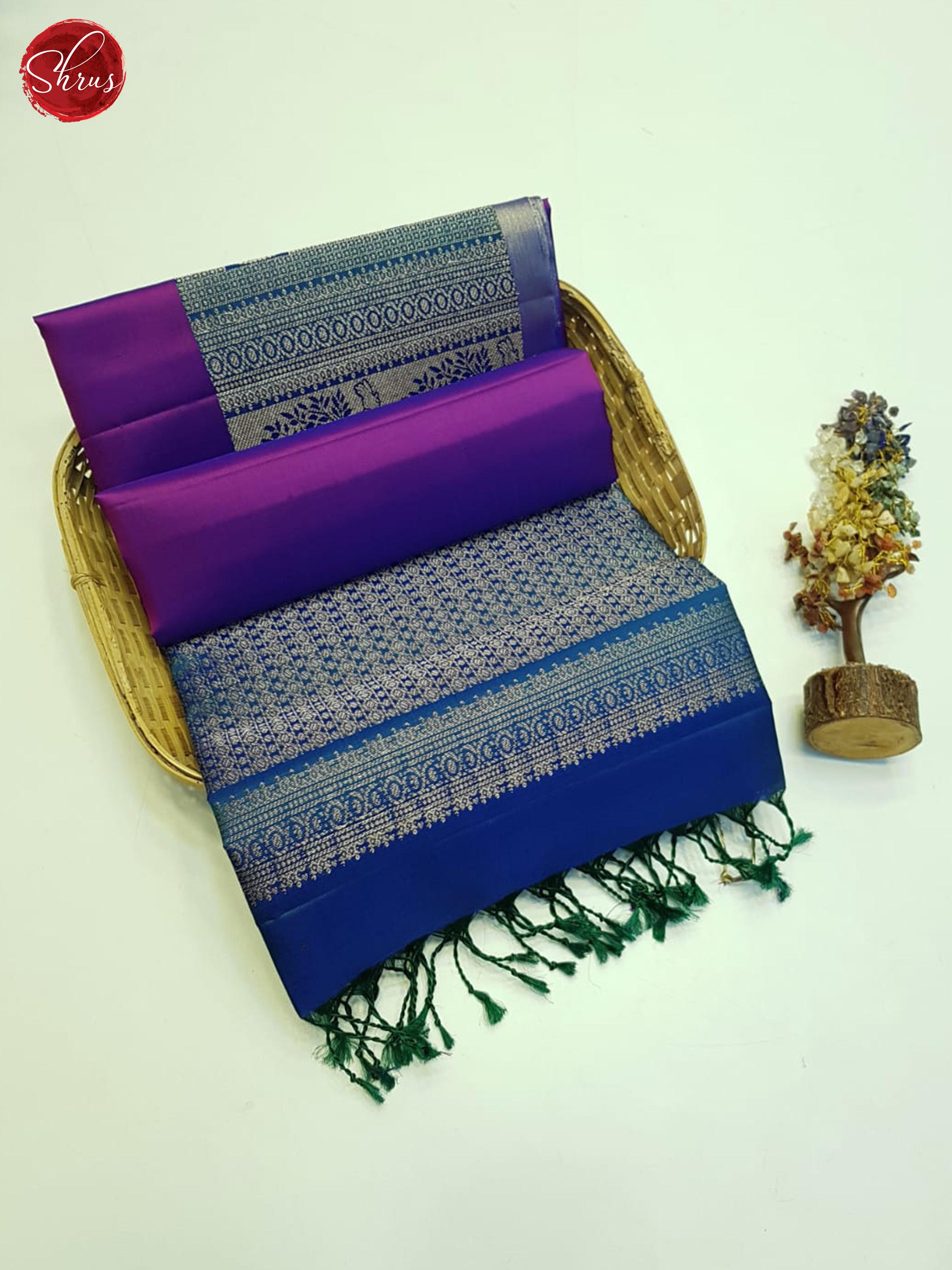Purple And Blue- Soft Silk Saree - Shop on ShrusEternity.com