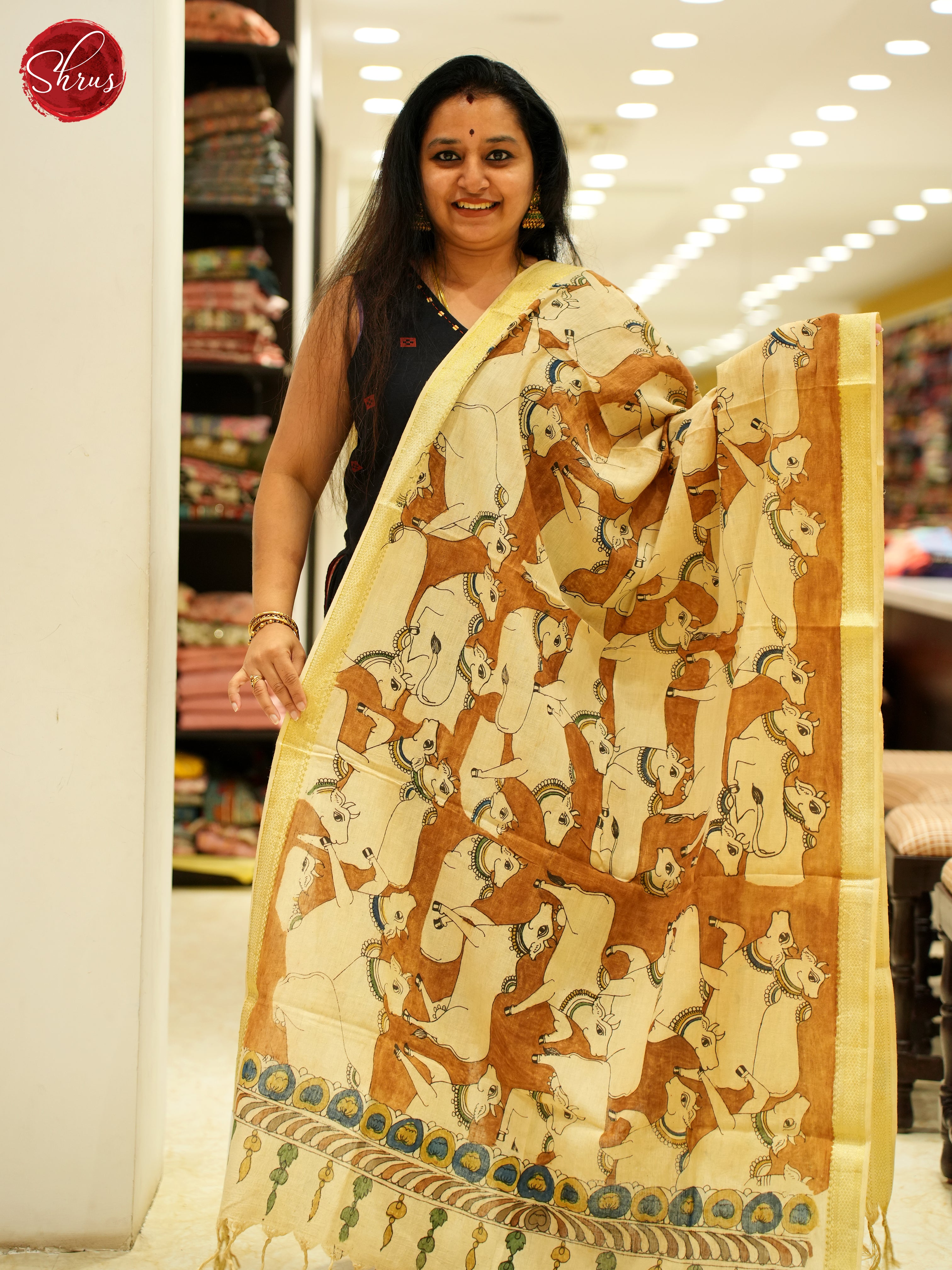 Cream & Brown - Dupatta - Shop on ShrusEternity.com