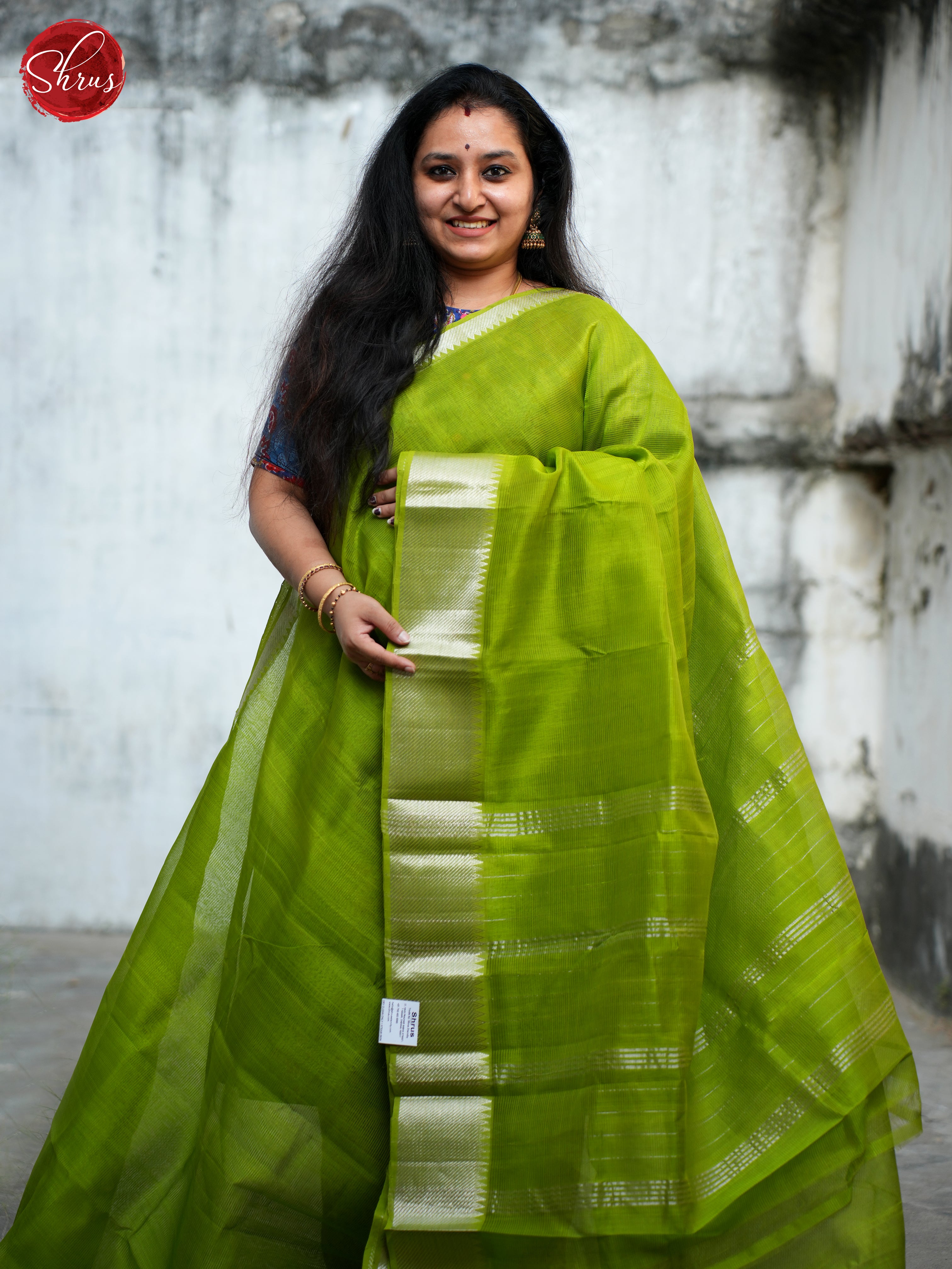 Green(Single Tone) - Mangalagiri silkcotton Saree - Shop on ShrusEternity.com