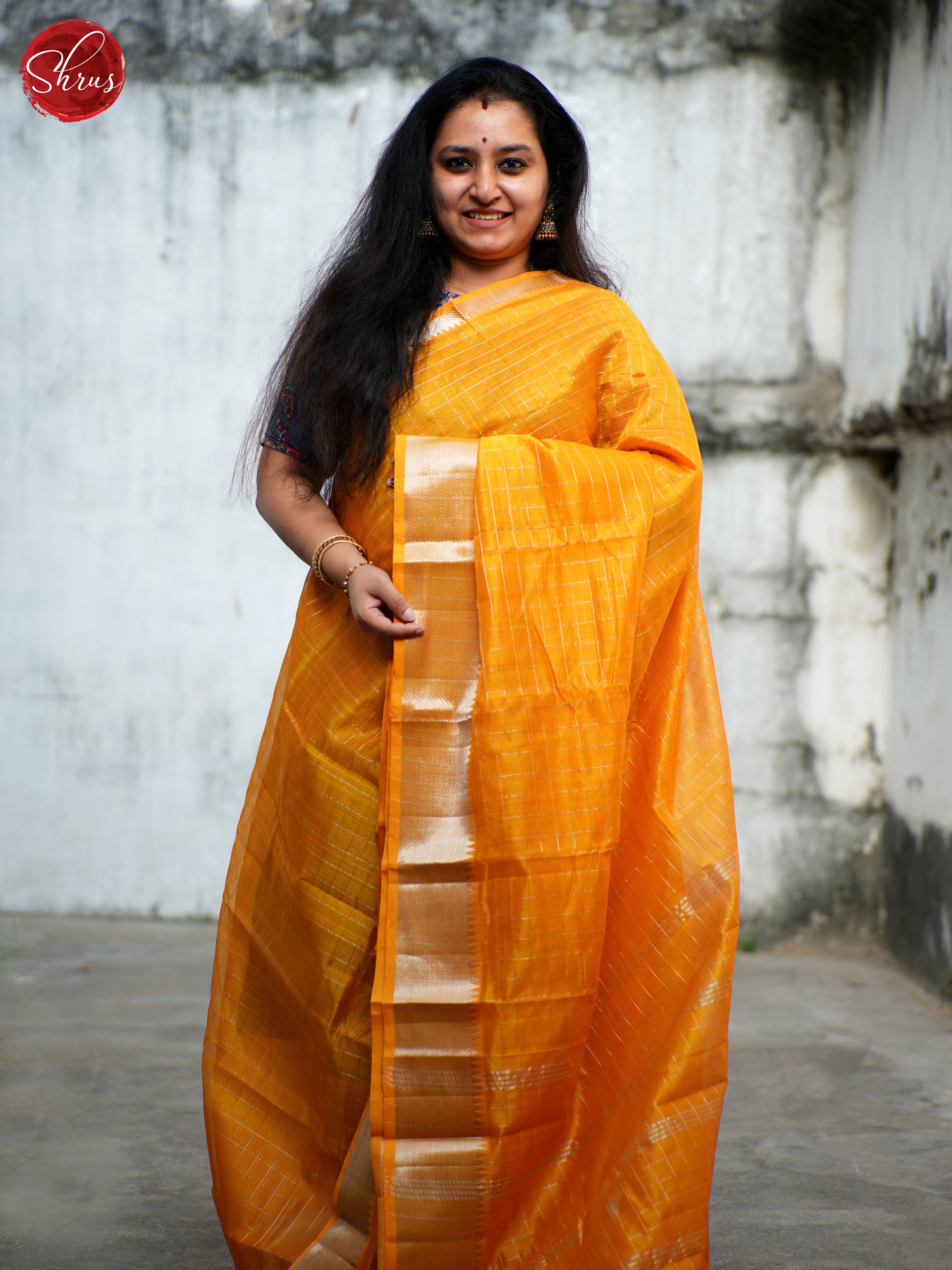 Mustard(Single Tone) - Mangalagiri silkcotton Saree - Shop on ShrusEternity.com