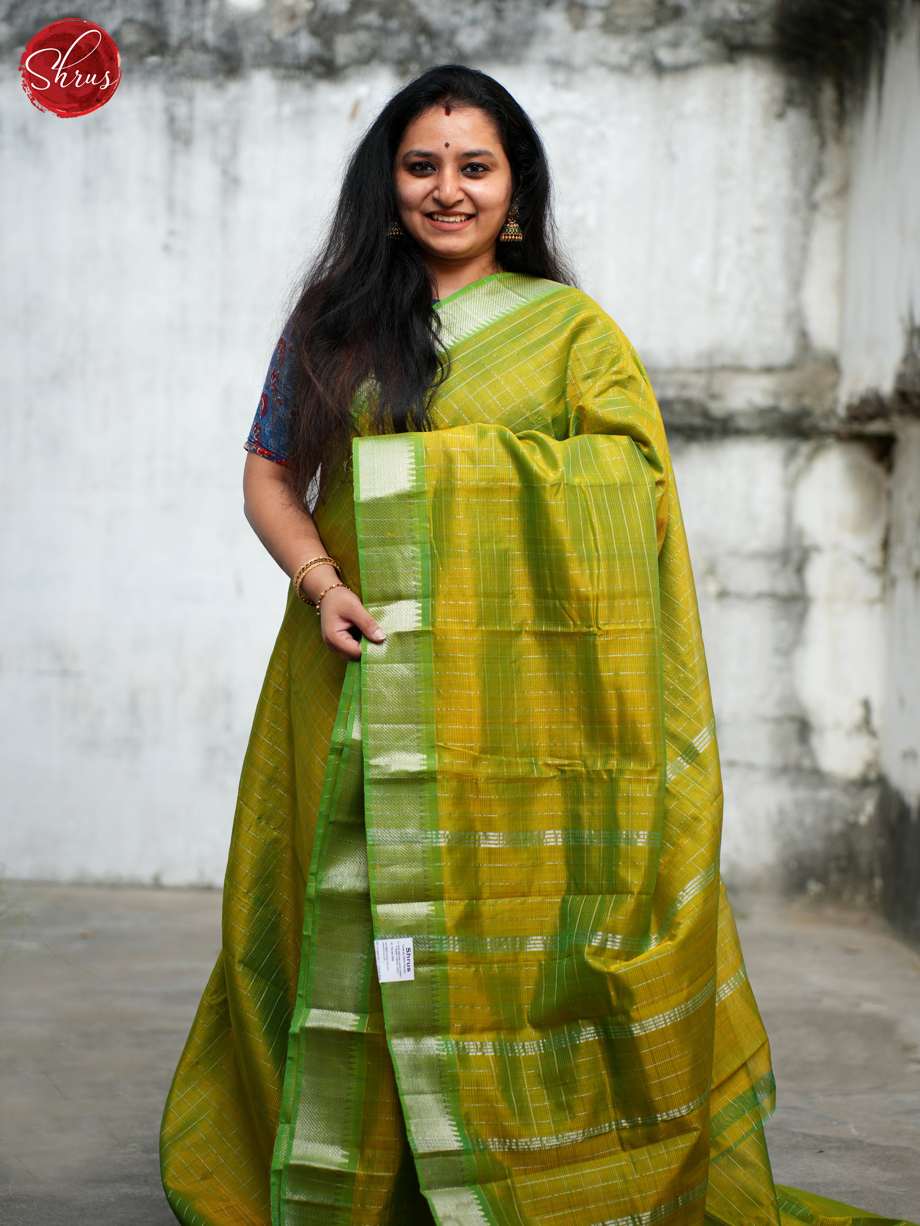 Green(Single Tone) - Mangalagiri silkcotton Saree - Shop on ShrusEternity.com