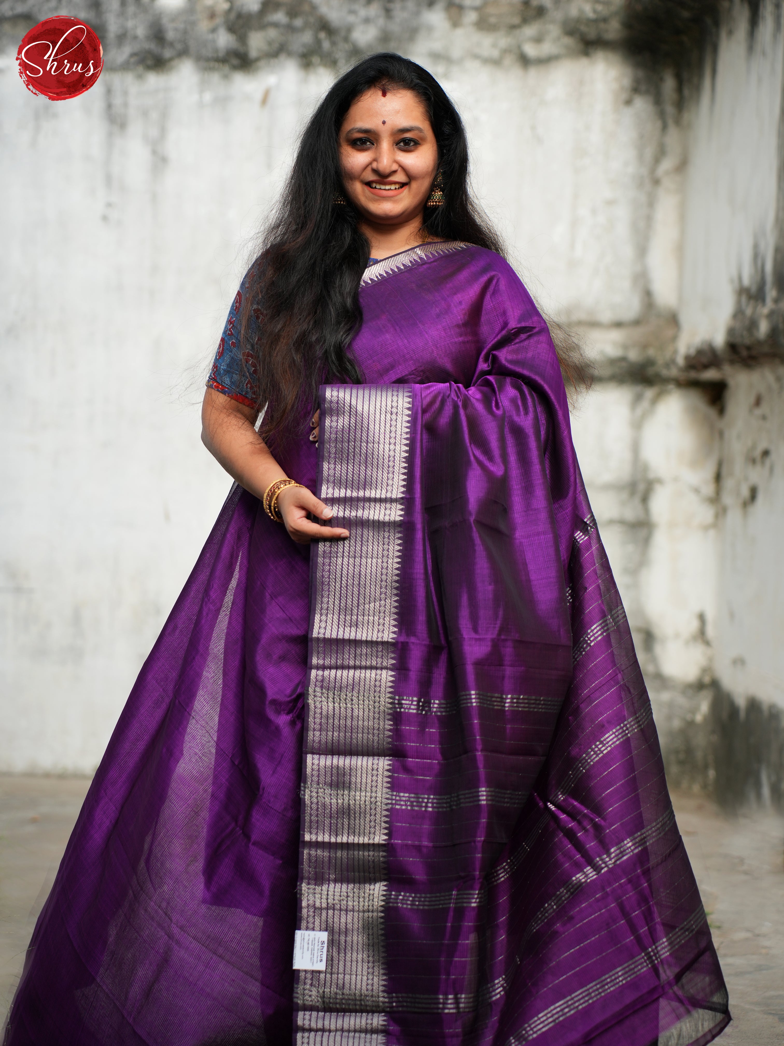Purple(Single Tone) - Mangalagiri silkcotton Saree - Shop on ShrusEternity.com