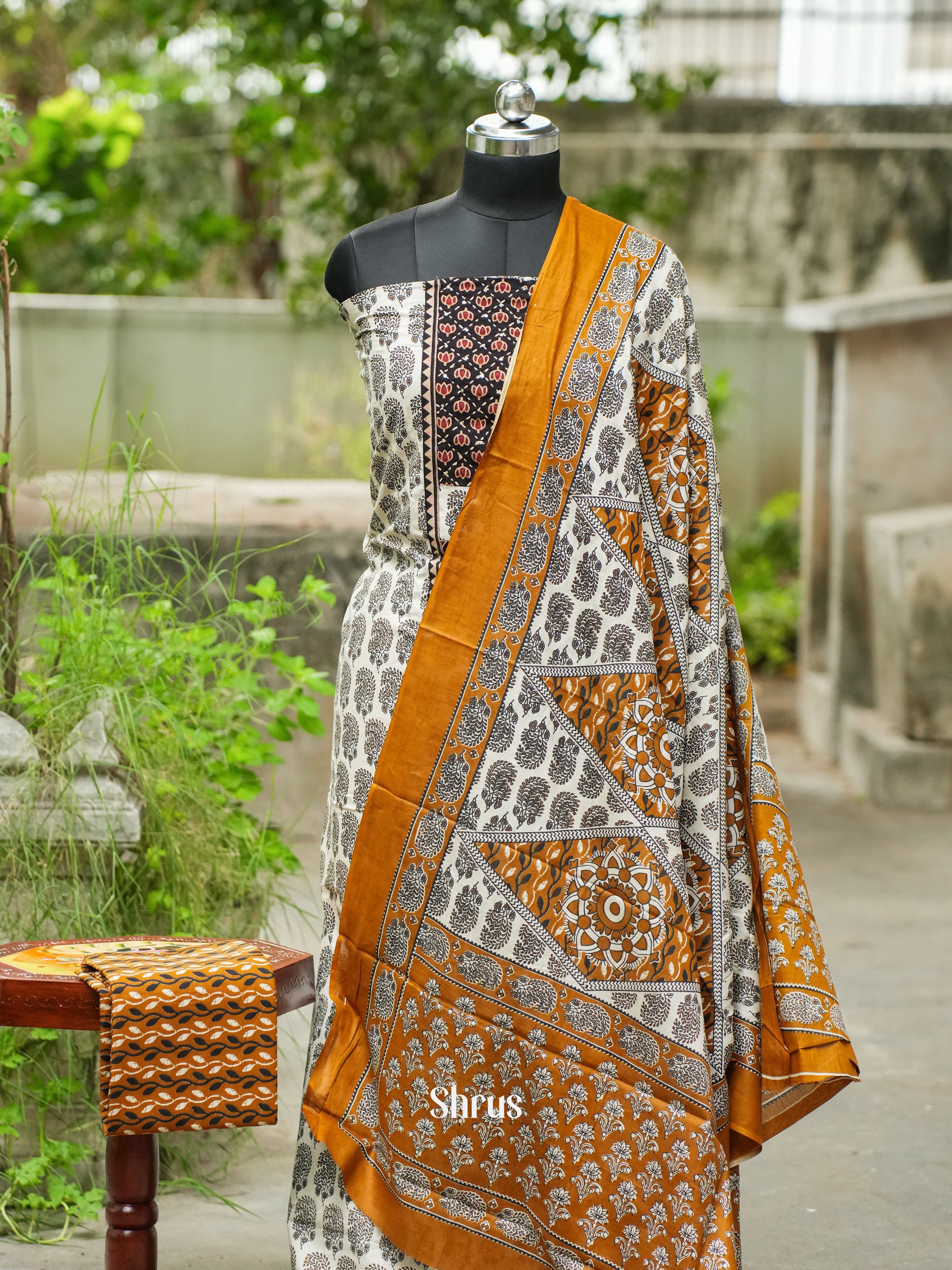 White & Brown - Ajrakh Salwar - Shop on ShrusEternity.com