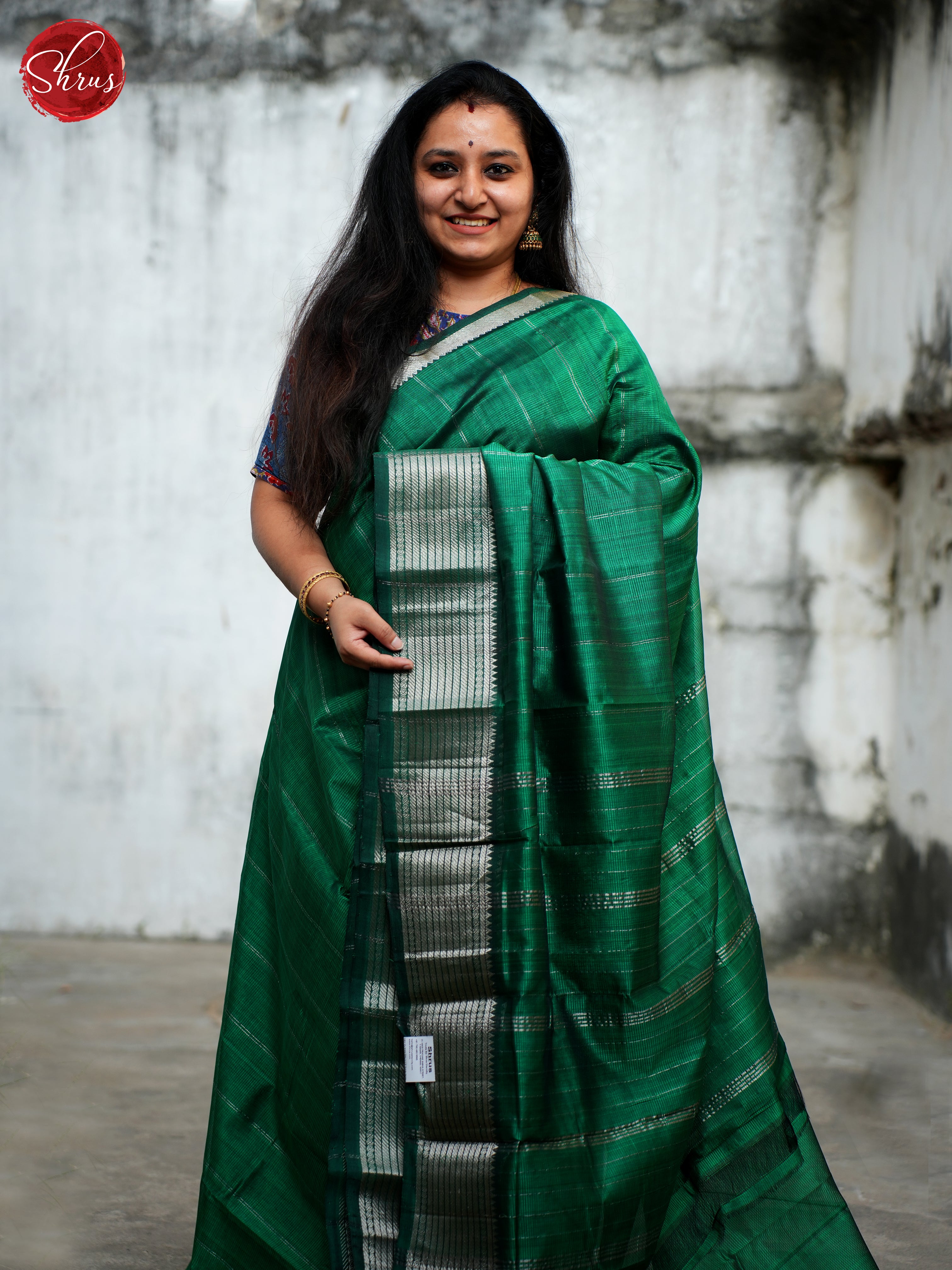 Green(Single Tone) - Mangalagiri silkcotton Saree - Shop on ShrusEternity.com