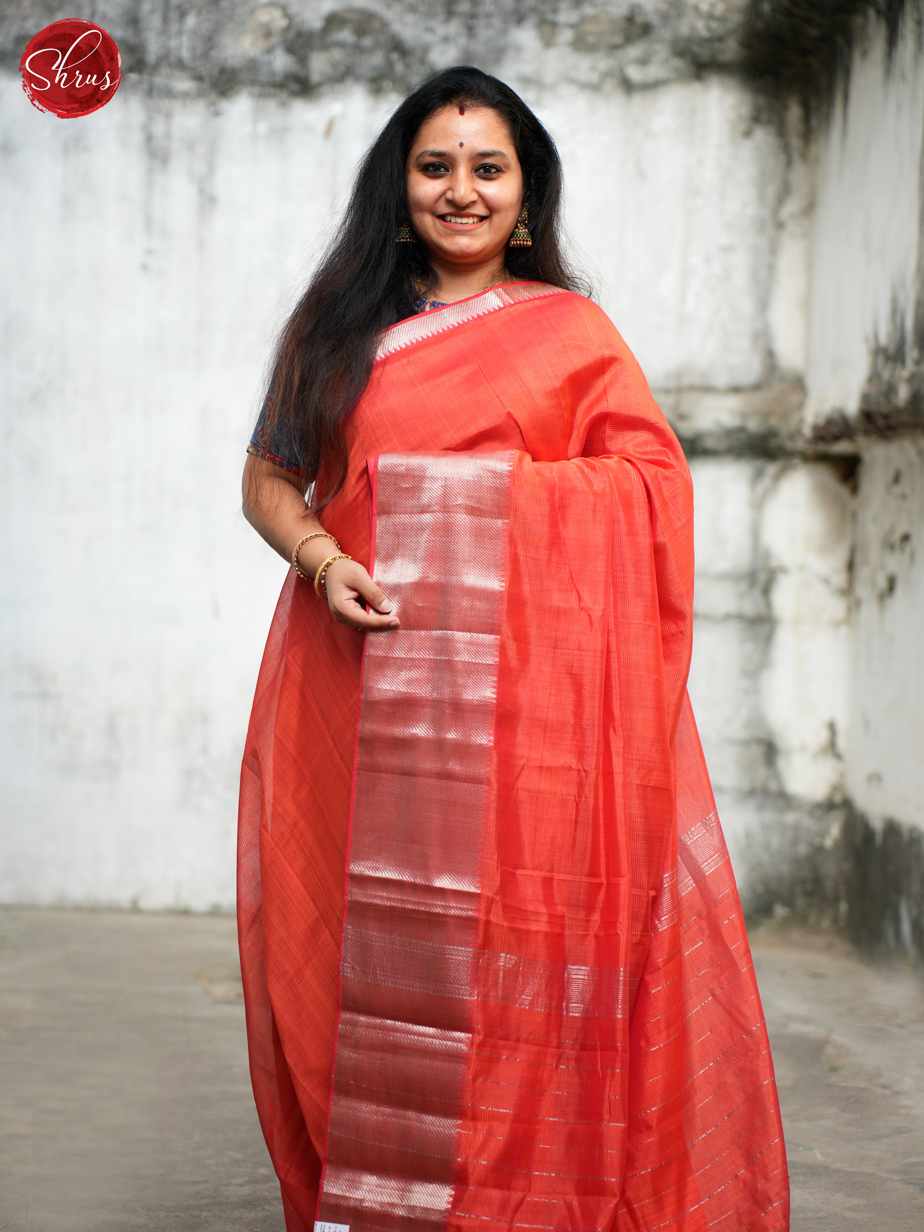 Red(SIngle Tone)- Mangalagiri silkcotton Saree - Shop on ShrusEternity.com