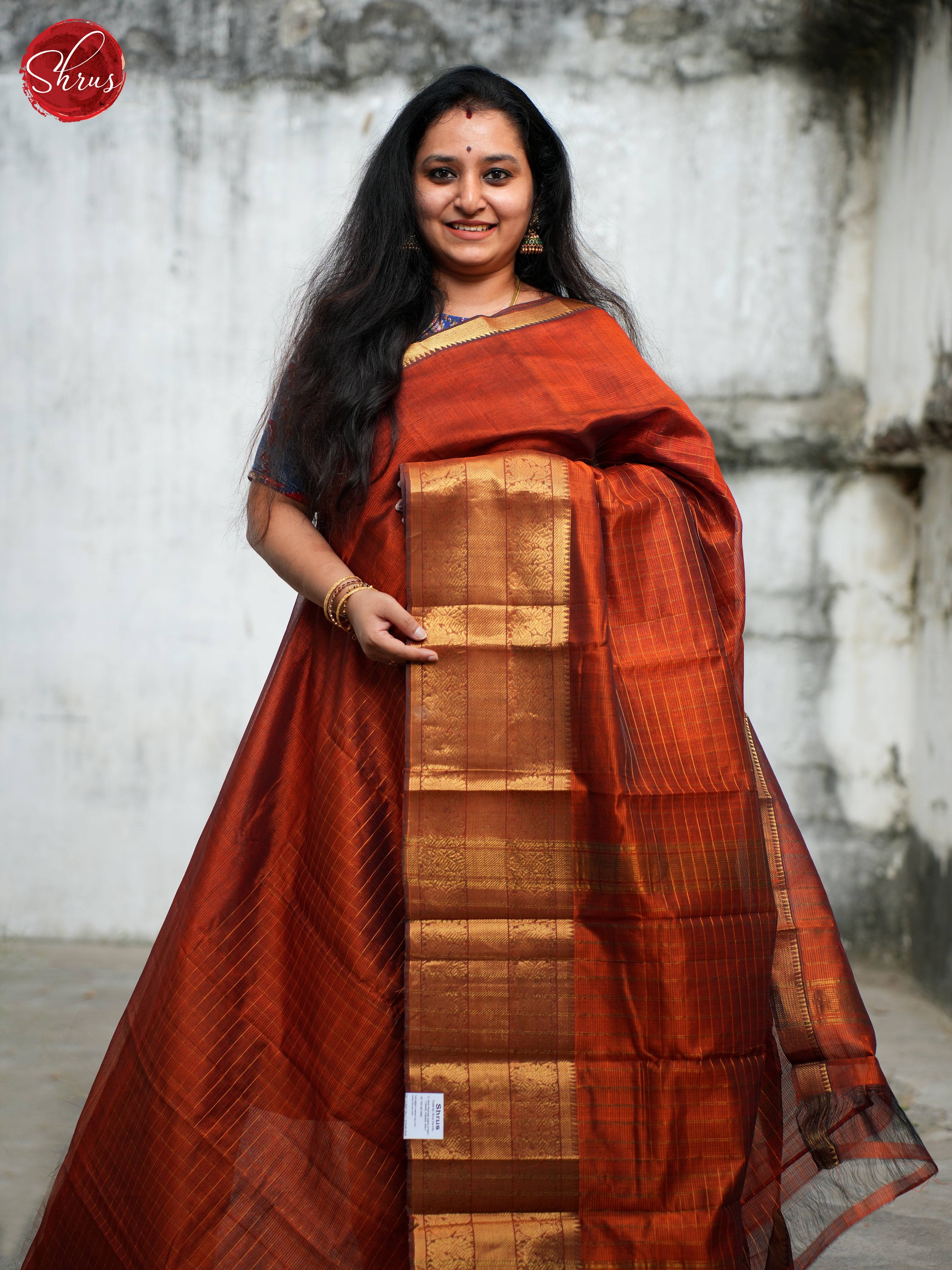 Brown(Single Tone) - Mangalagiri silkcotton Saree - Shop on ShrusEternity.com