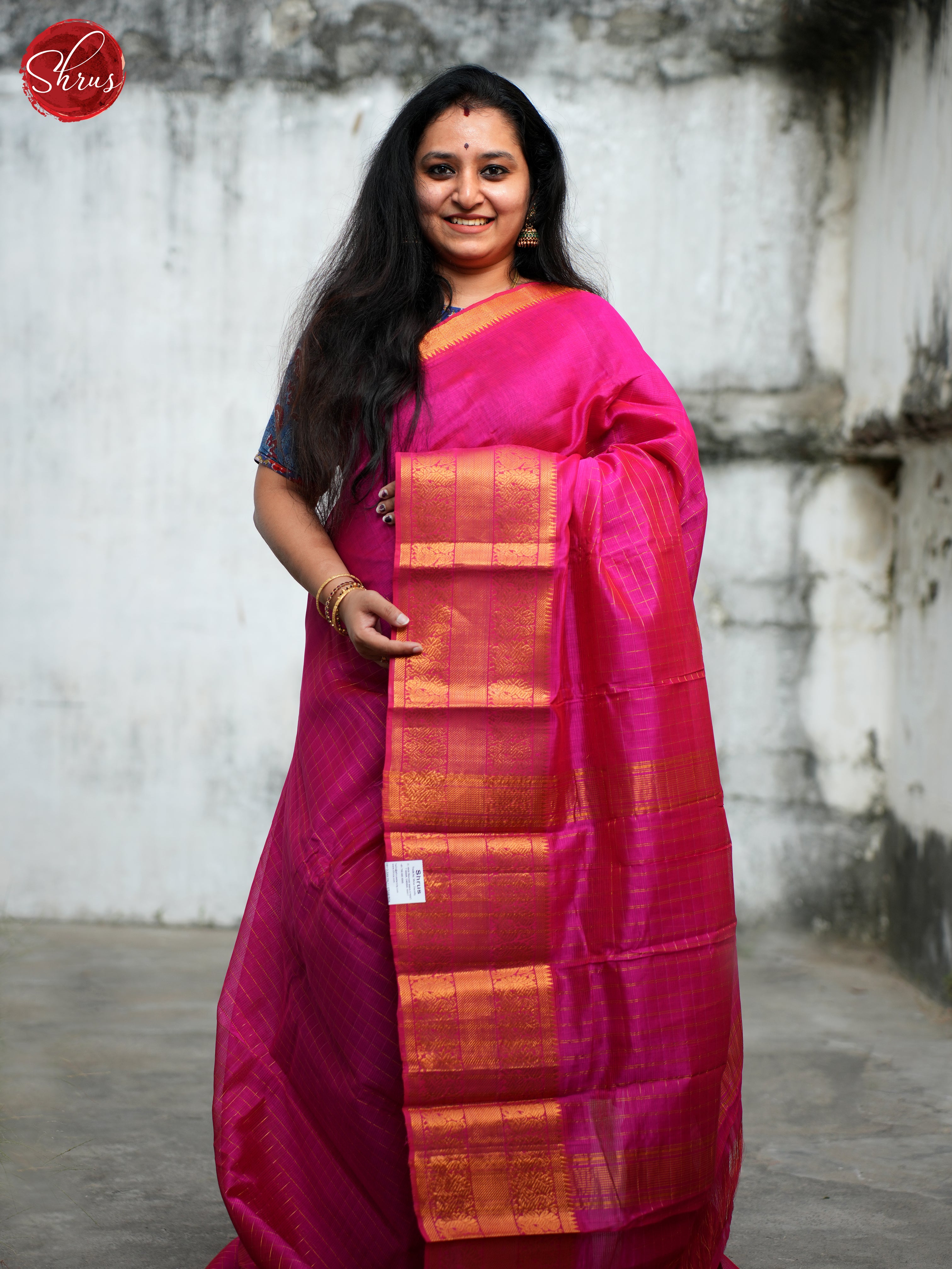 Pink(Single Tone) - Mangalagiri silkcotton Saree - Shop on ShrusEternity.com
