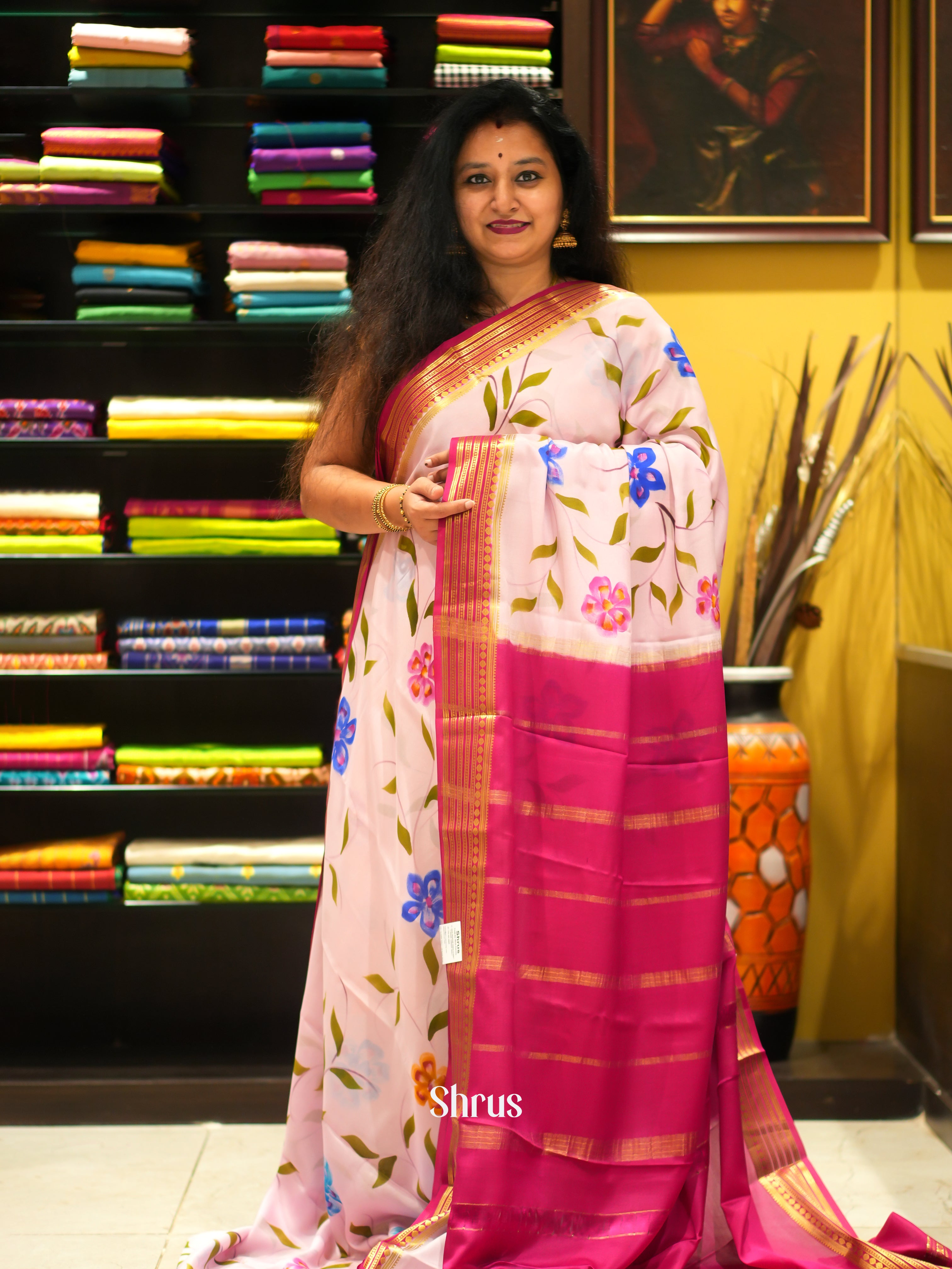 Baby Pink & Pink -Mysore Silk - Shop on ShrusEternity.com