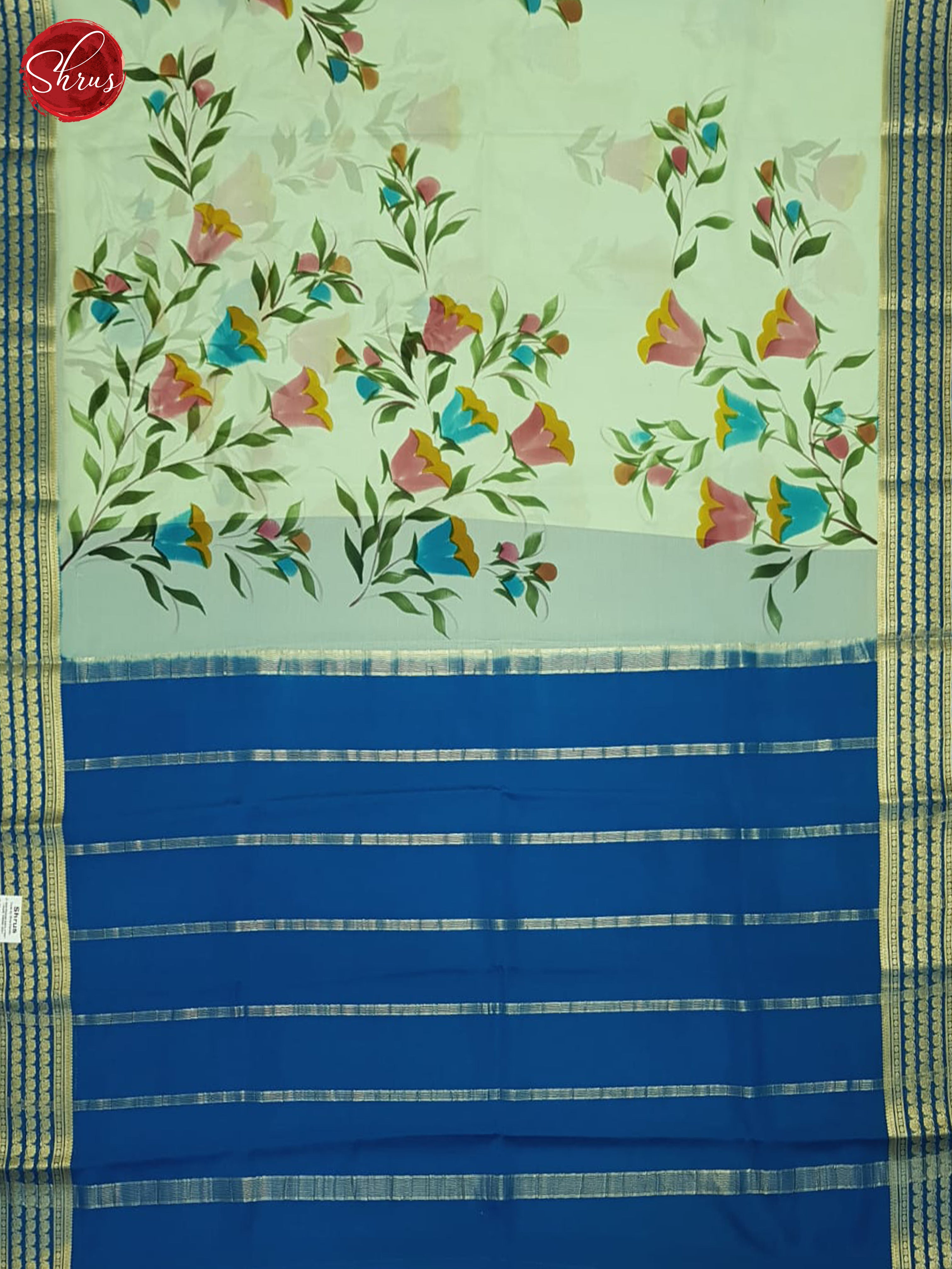 Green & Blue-Mysore Silk Saree - Shop on ShrusEternity.com