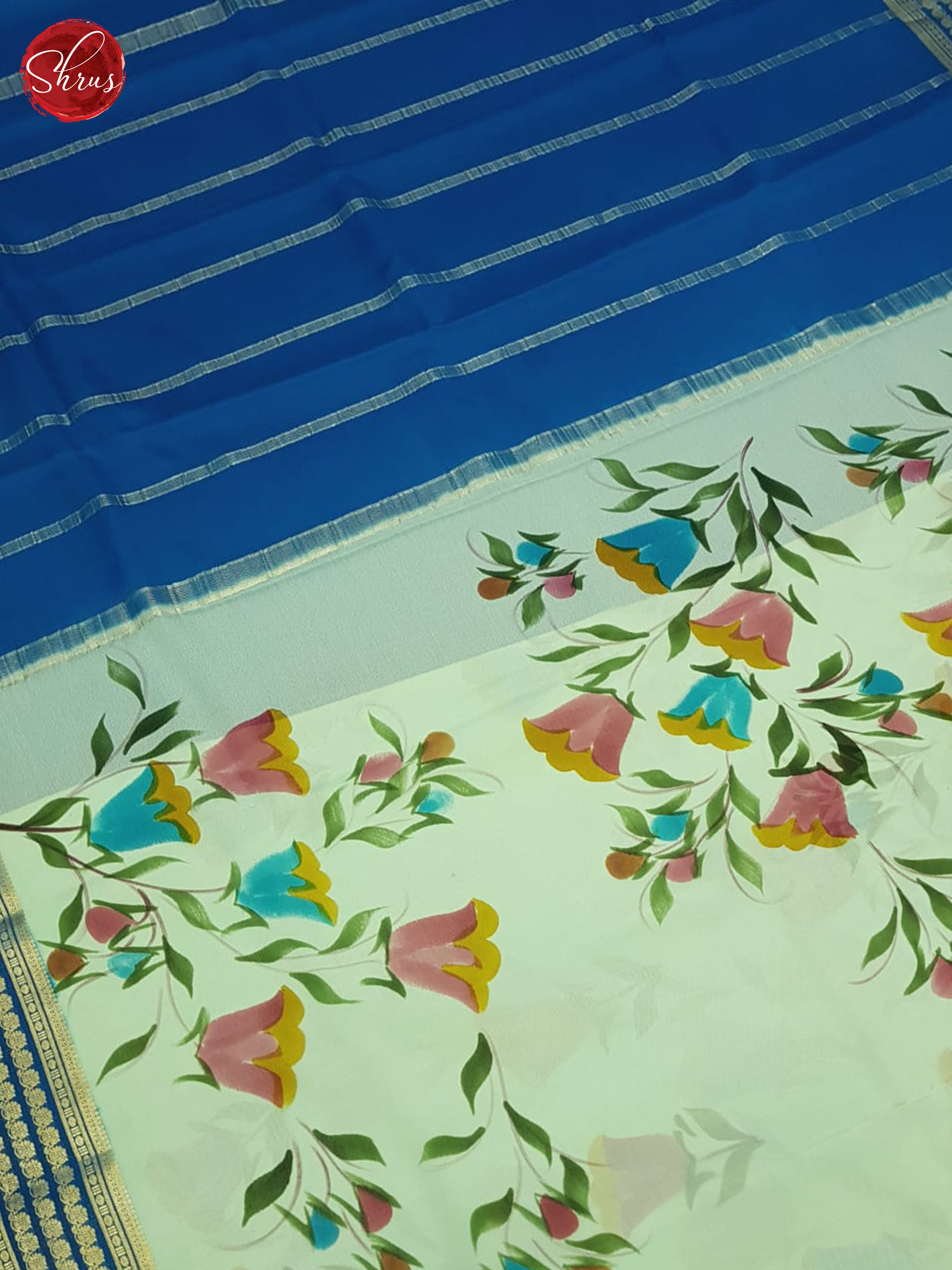 Green & Blue-Mysore Silk Saree - Shop on ShrusEternity.com