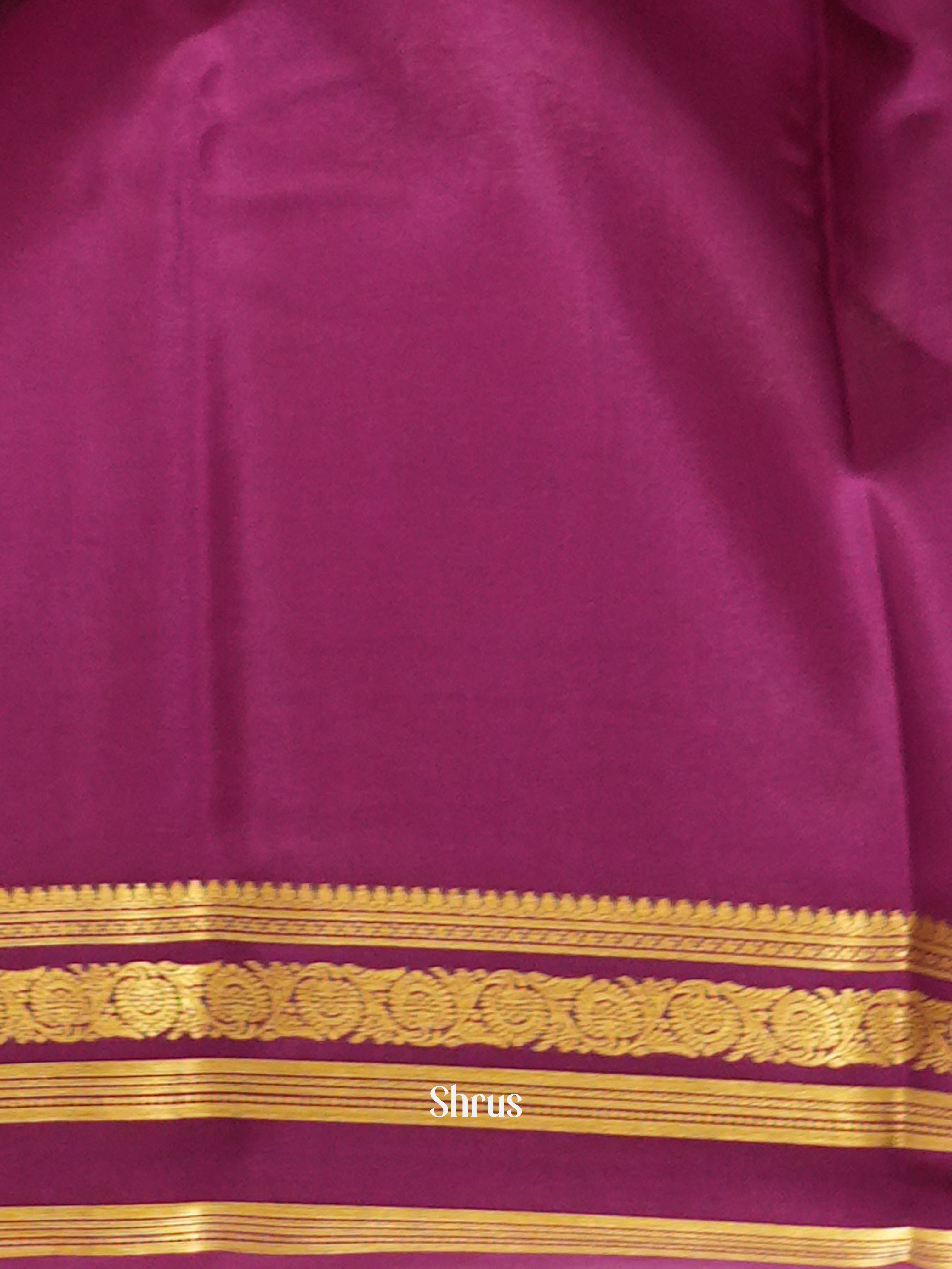 Cream & Majenta - Mysore Silk Saree - Shop on ShrusEternity.com