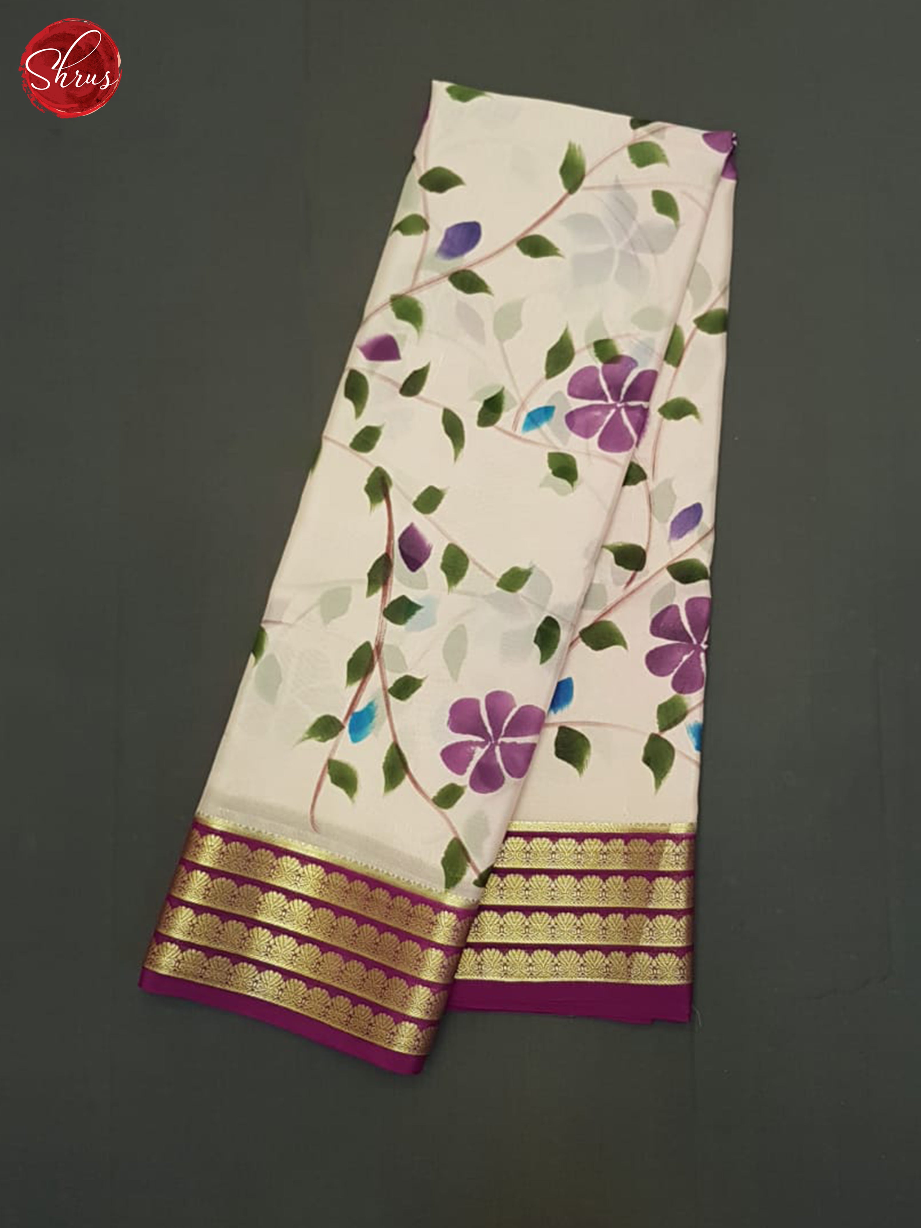 Cream & Majenta - Mysore Silk Saree - Shop on ShrusEternity.com