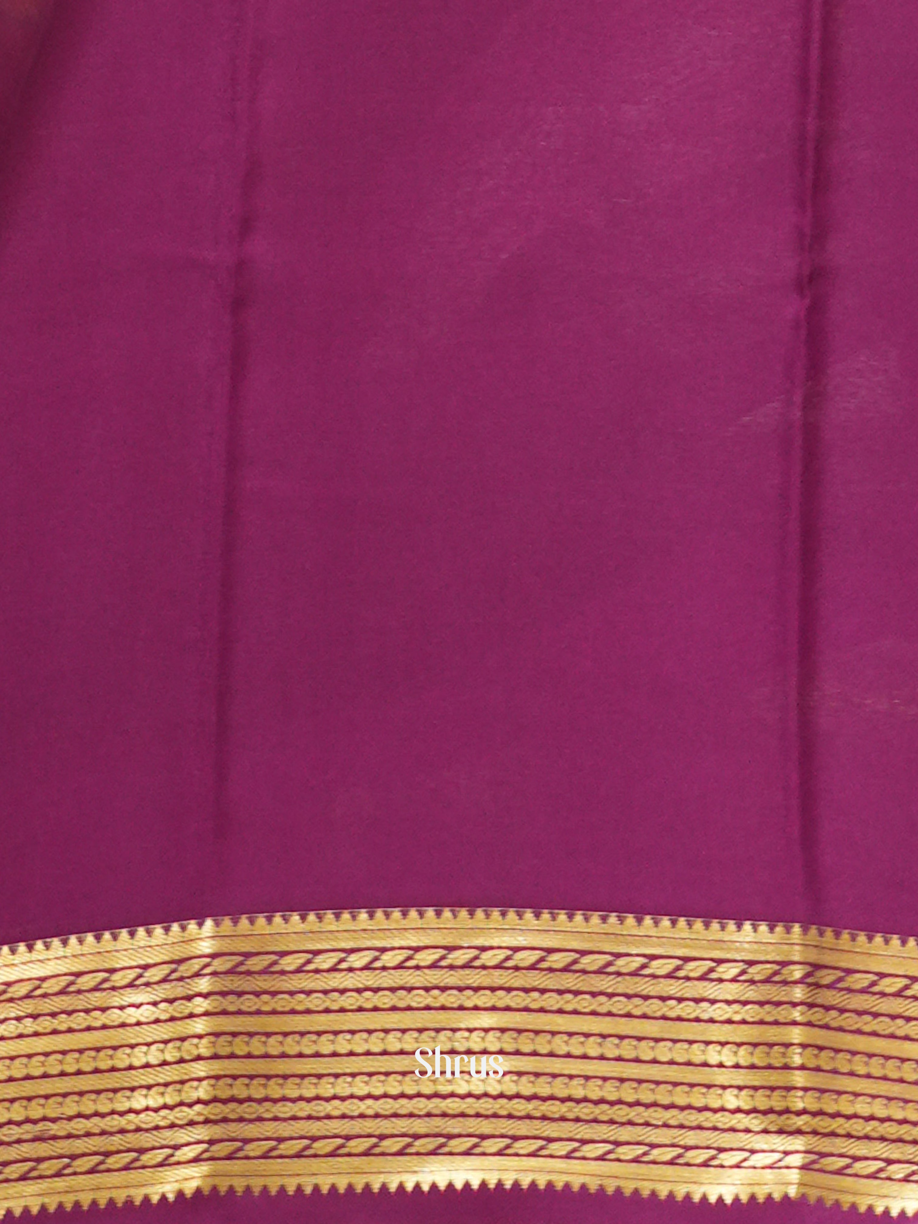 Cream & Majenta - Mysore Silk Saree - Shop on ShrusEternity.com