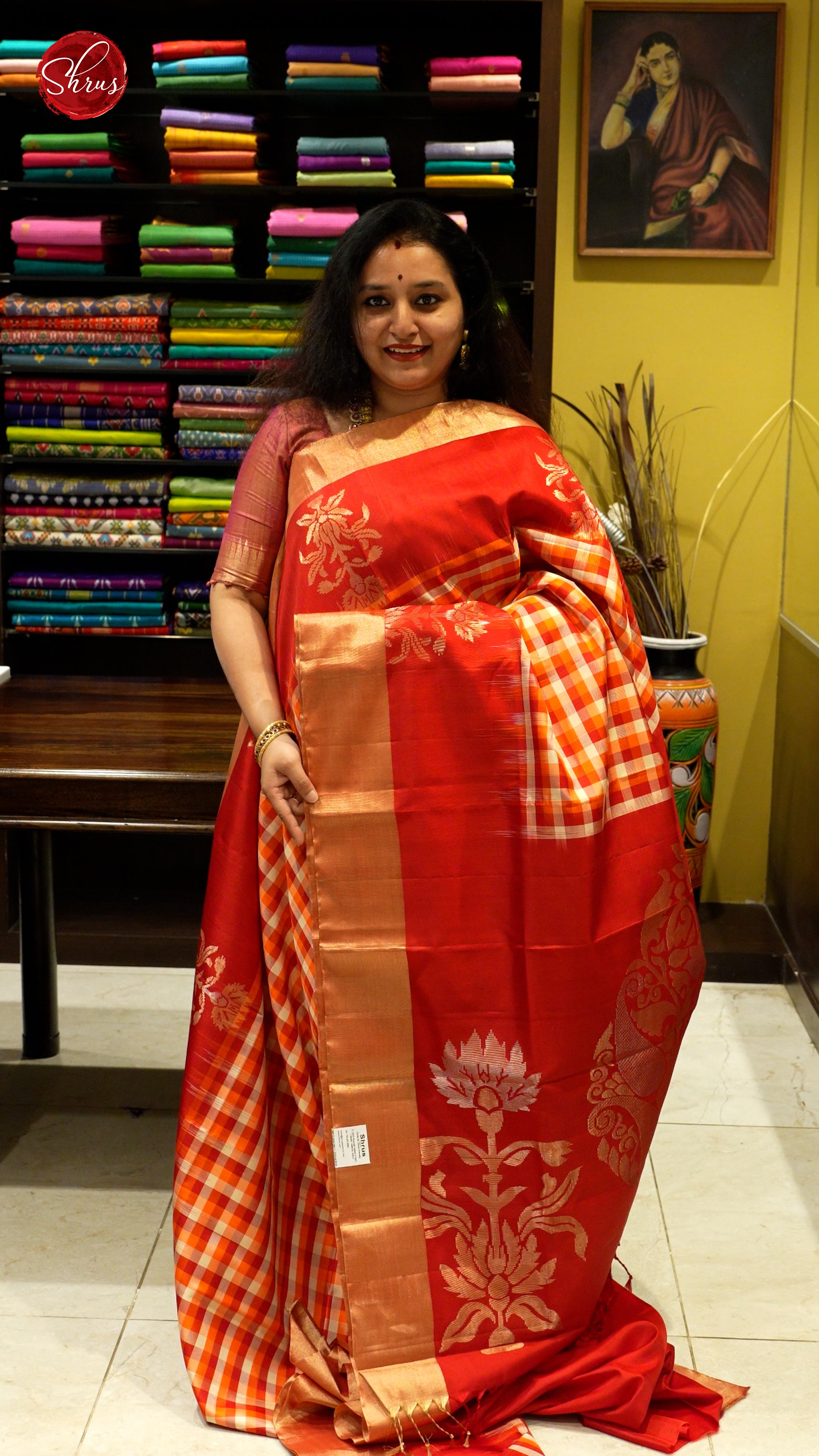 Cream And Red- Soft Silk Saree - Shop on ShrusEternity.com